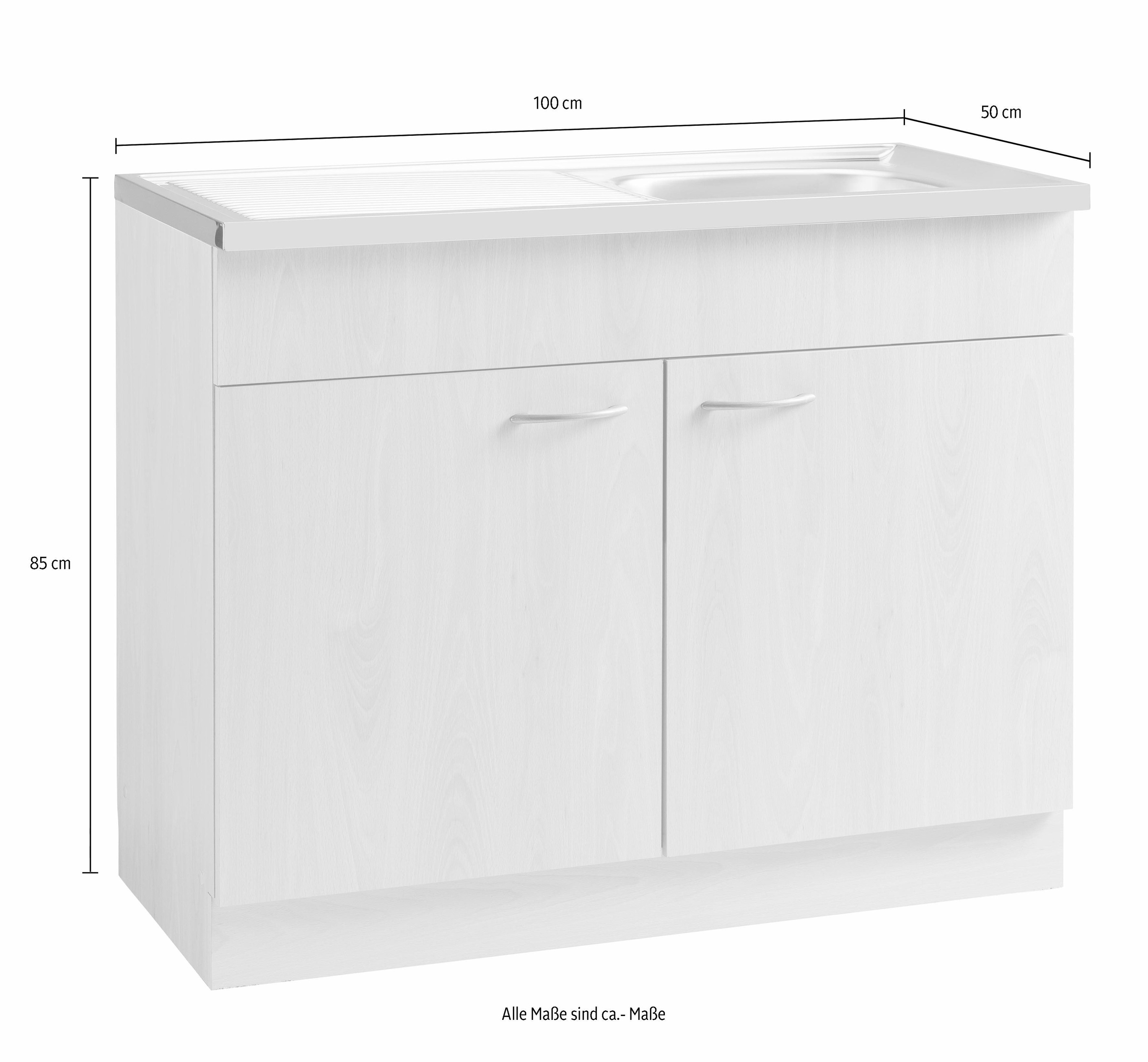 Spülenschrank Küchen kaufen 100 breit cm »Kiel«, Auflagespüle mit wiho bequem