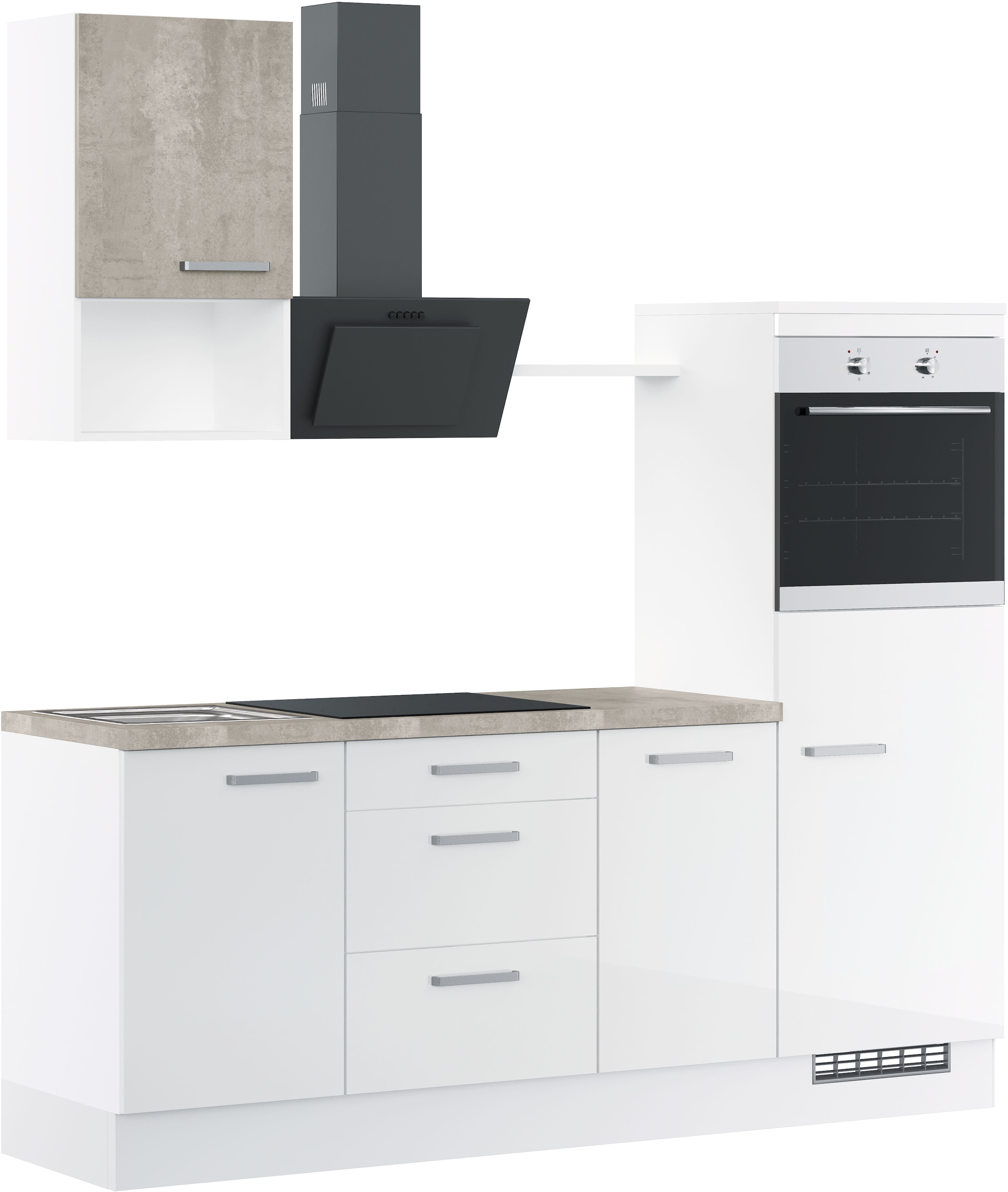 IMPULS KÜCHEN Küchenzeile »"Turin", Ausrichtung wählbar, Schubkästen mit Soft-Close,«, vormontiert, wahlw. mit E-Geräten, Breite 215 cm