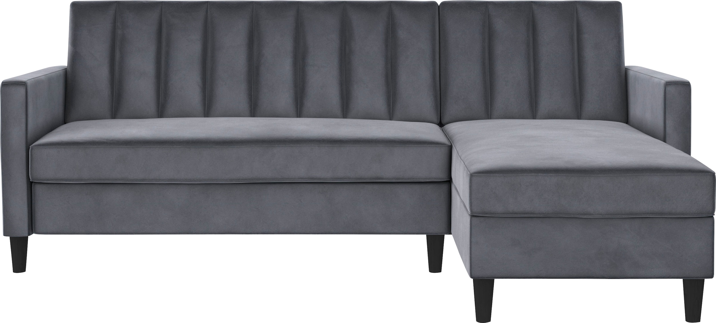 Dorel Home Ecksofa mit Schlafffunktion, Recamiere mit Stauraum beidseitig montierbar, Rückenlehne 2-teilig und 3-fach verstellbar