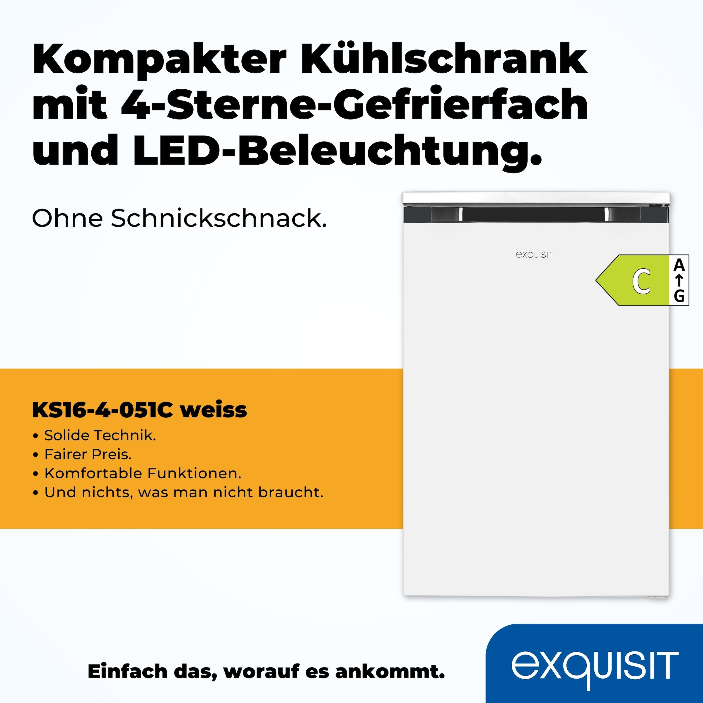 exquisit Kühlschrank »KS16-4-051C« 84,5 cm hoch 54,9 cm breit in bester Energieefizienz C, 107 Liter Volumen