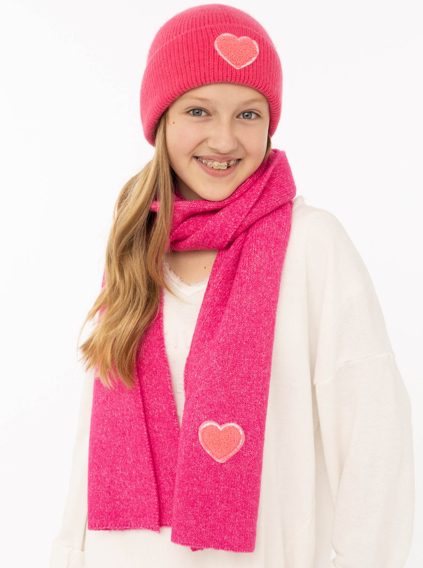 Zwillingsherz Beanie »"Heart Patch"-KIDS« Pinkes Herz-Patch, breiter Umschlag, gerippt, mit Wollanteil