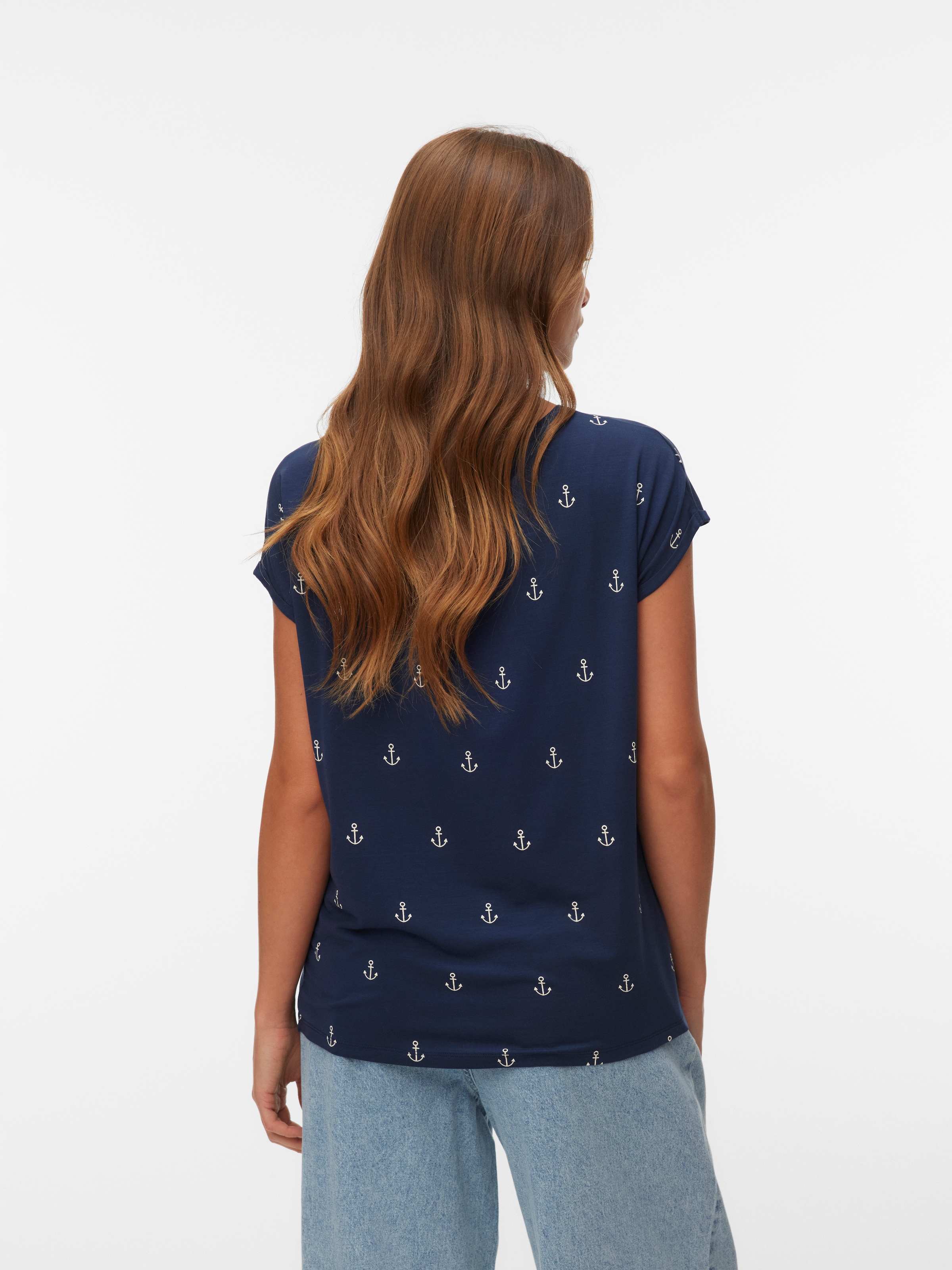 Vero Moda Kurzarmshirt »VMAVA SS TOP MULTI AOP NOOS« Materialmix, regular fit