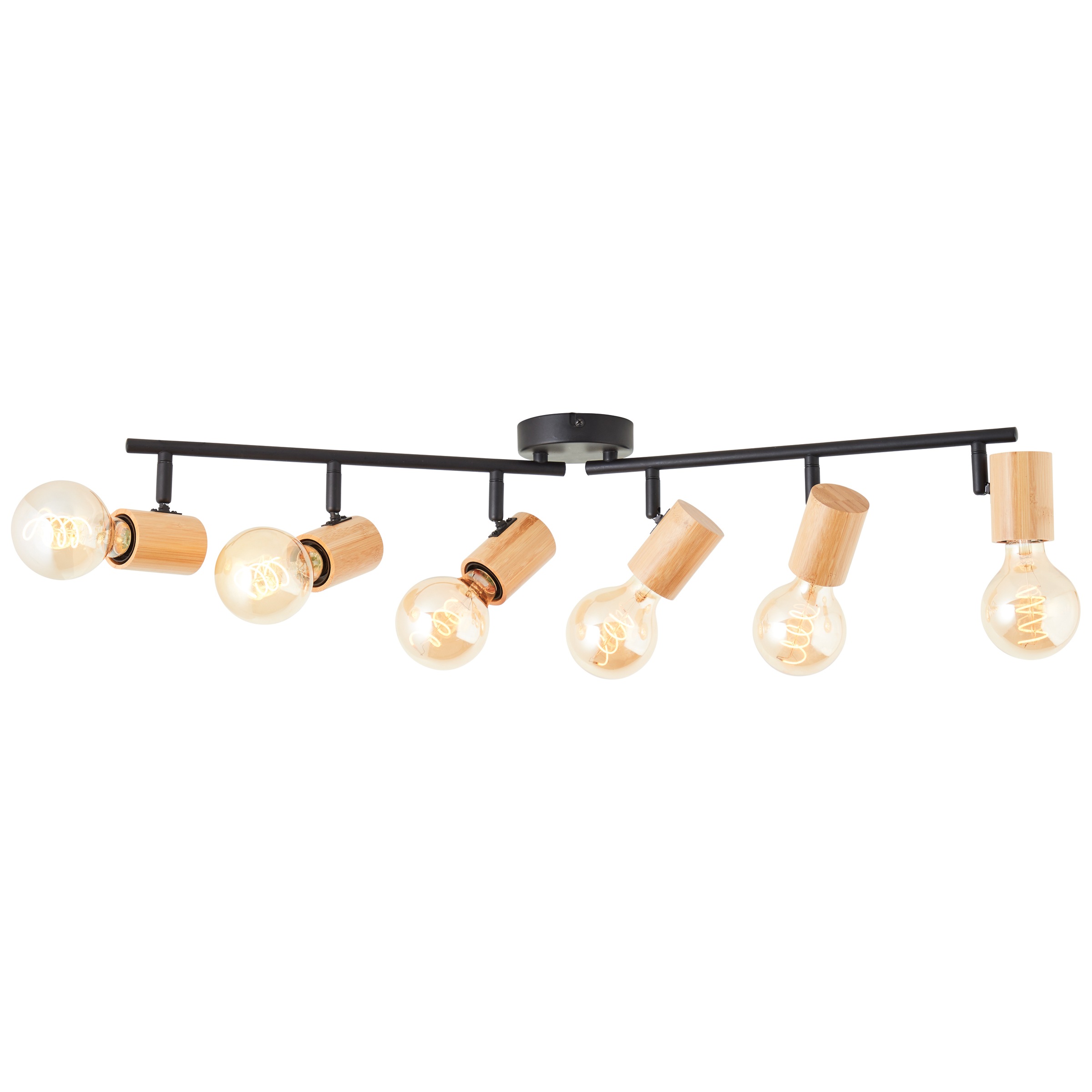 Brilliant Deckenstrahler »Kerry«, 6 flammig, Leuchtmittel E27 | ohne Leuchtmittel, Breite 77 cm, E27, Metall/Bambus, schwarz/natur