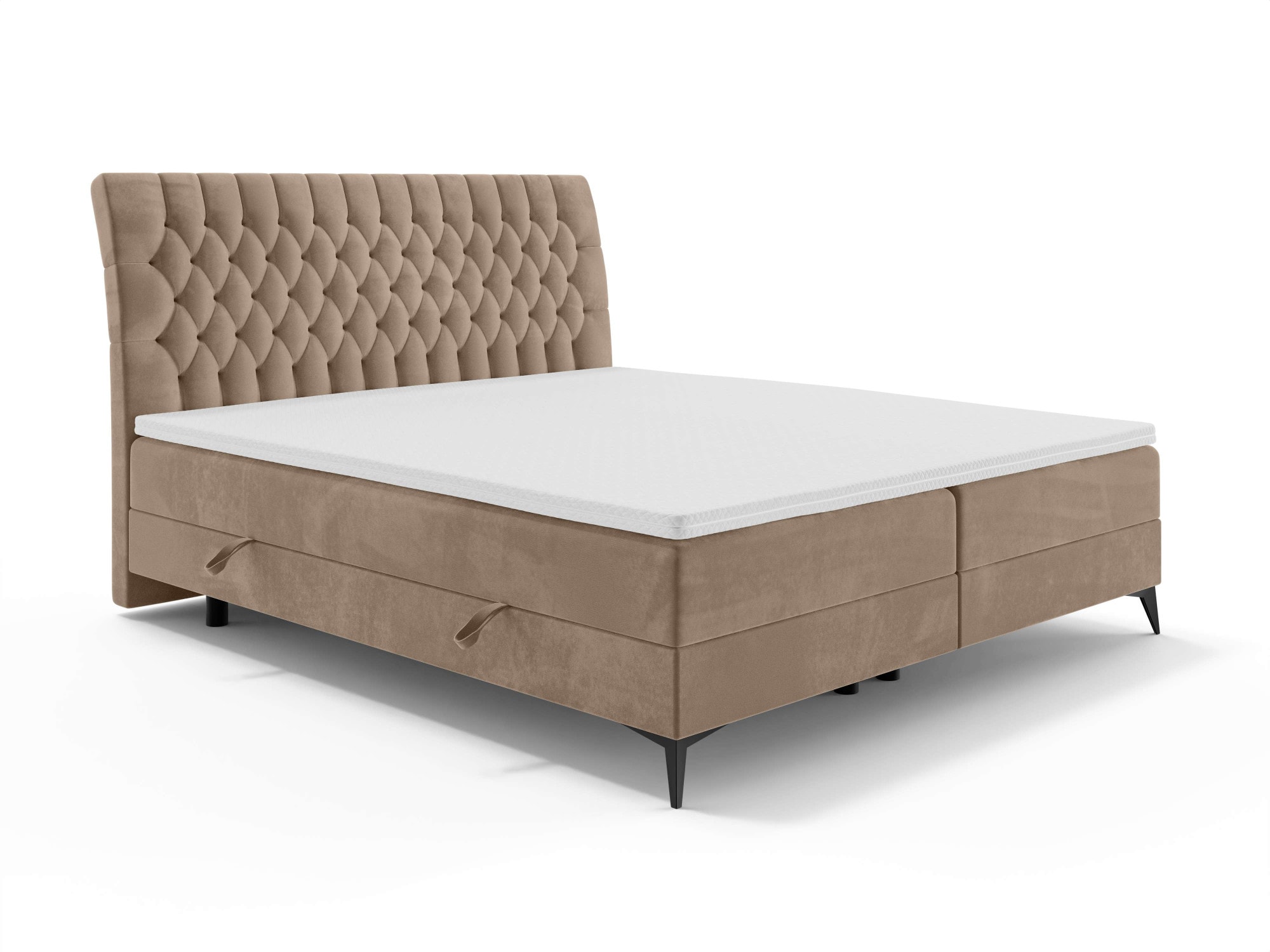 Leonique Polsterbett »SYDNEE mit Matratze und Topper, in 2 Breiten (160 und 180 cm)«, Boxspringbett mit Kopfteil, Bettkasten, Matratze (BFK/TFK) und Topper