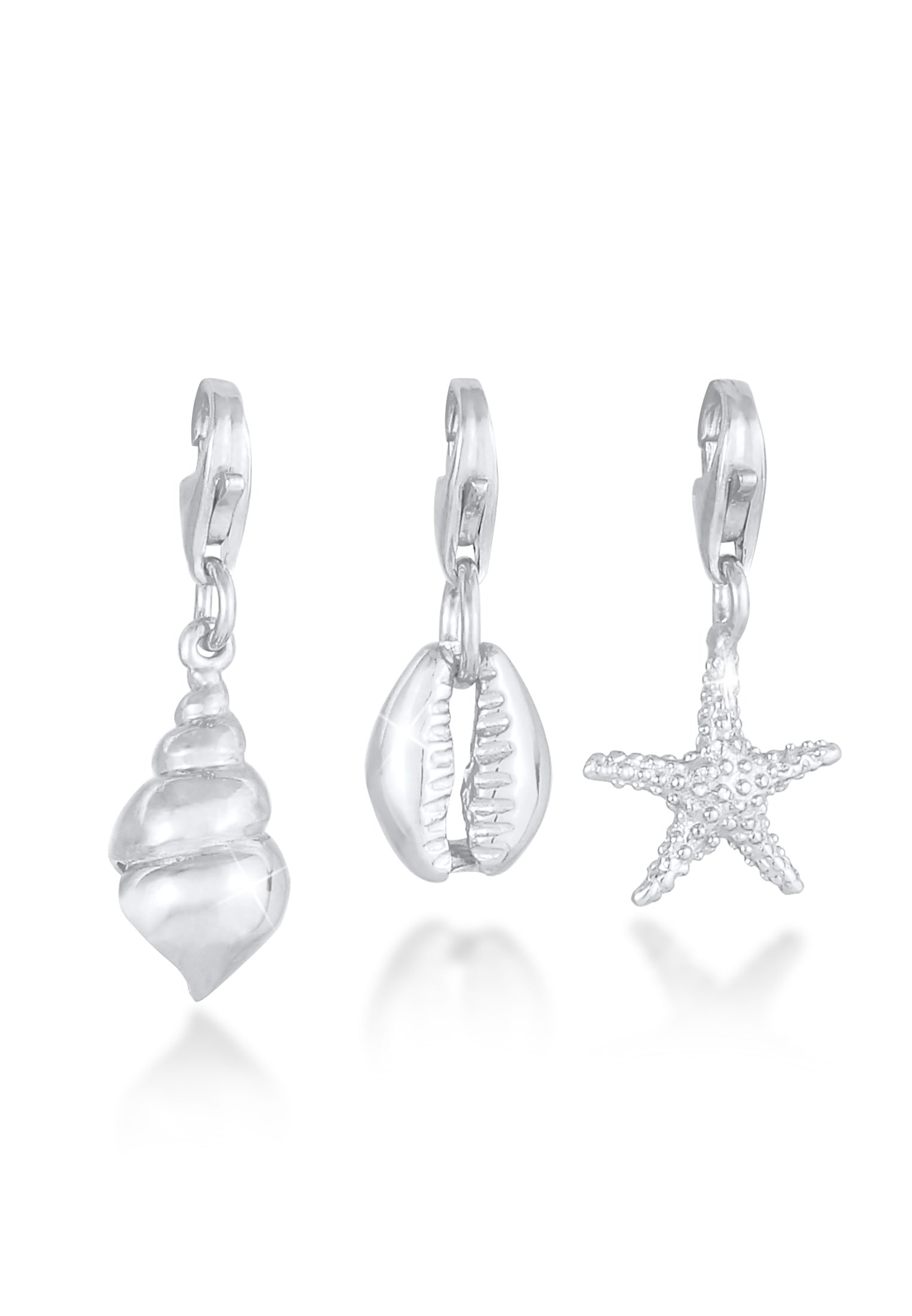 Nenalina Charm-Einhänger »Charm Seestern Muschel Strand Meer (3 tlg) 925 Silber«