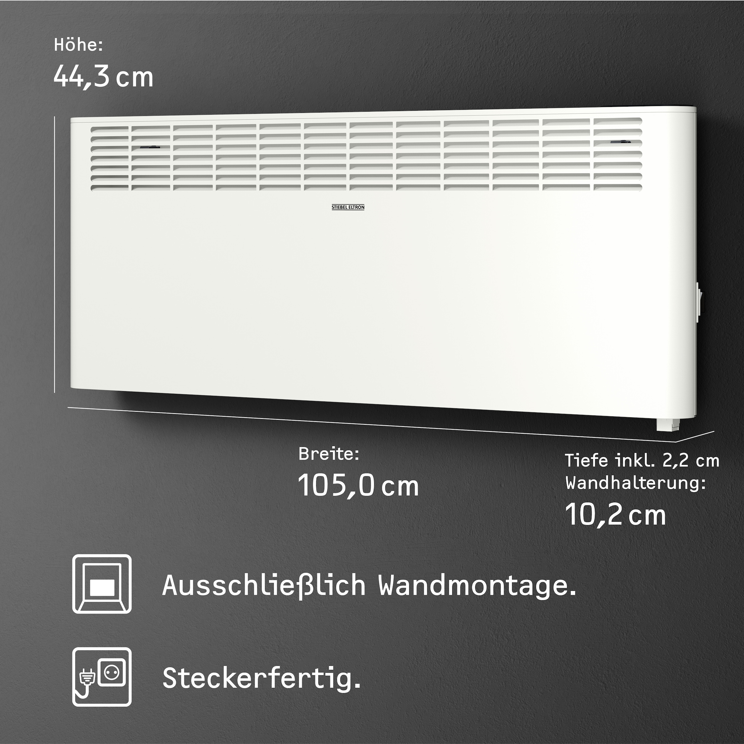 STIEBEL ELTRON Konvektor »»CNS 3000 Plus LCD«, Wandkonvektor, energiesparend, 3,0 kW«, für ca. 35 m², LCD-Display, Wochenzeitschaltuhr/-timer, LC-Display