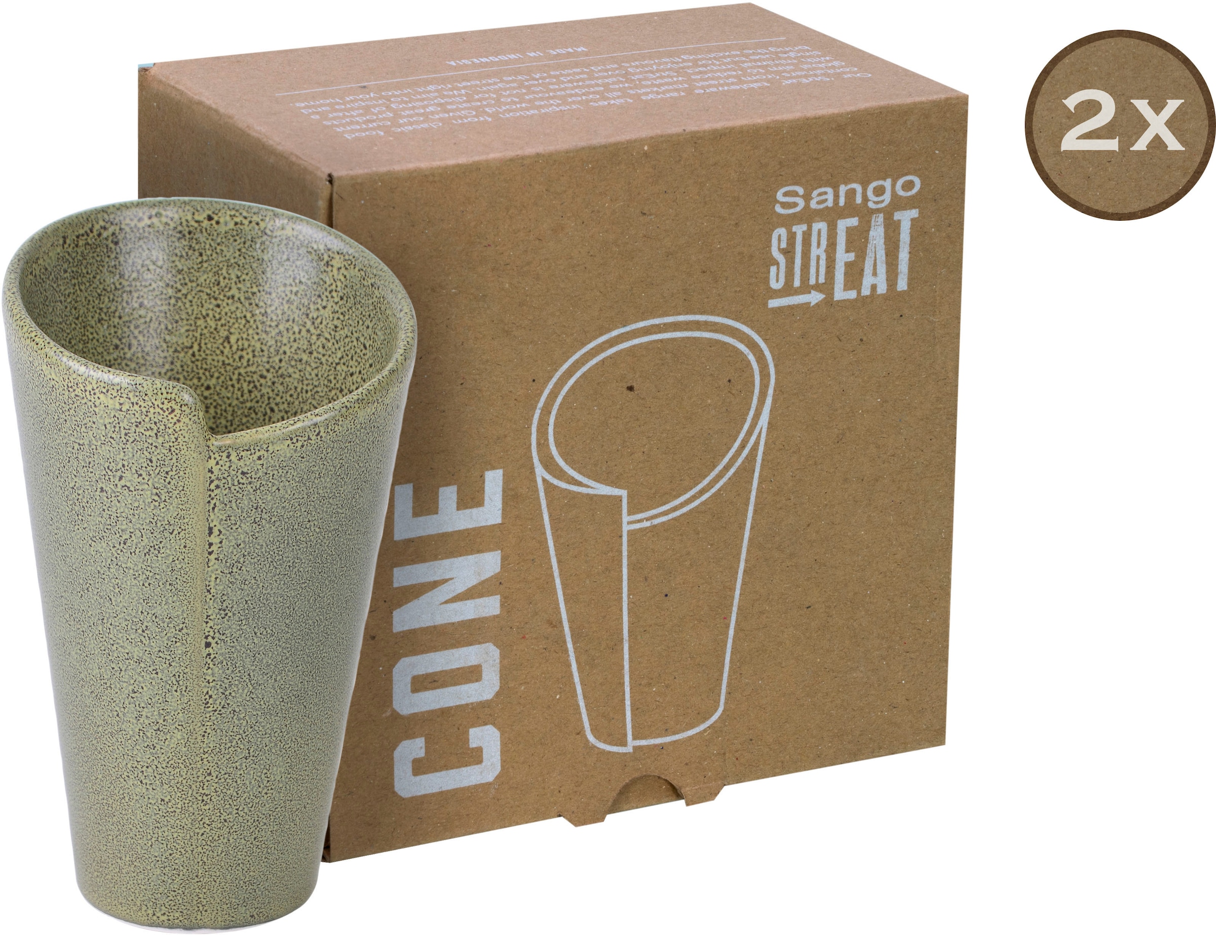 CreaTable Snackschale »Cone«, 2 tlg., aus Steinzeug, Servierschale, Dipschale, Topaktueller „Streat Food“ Trend