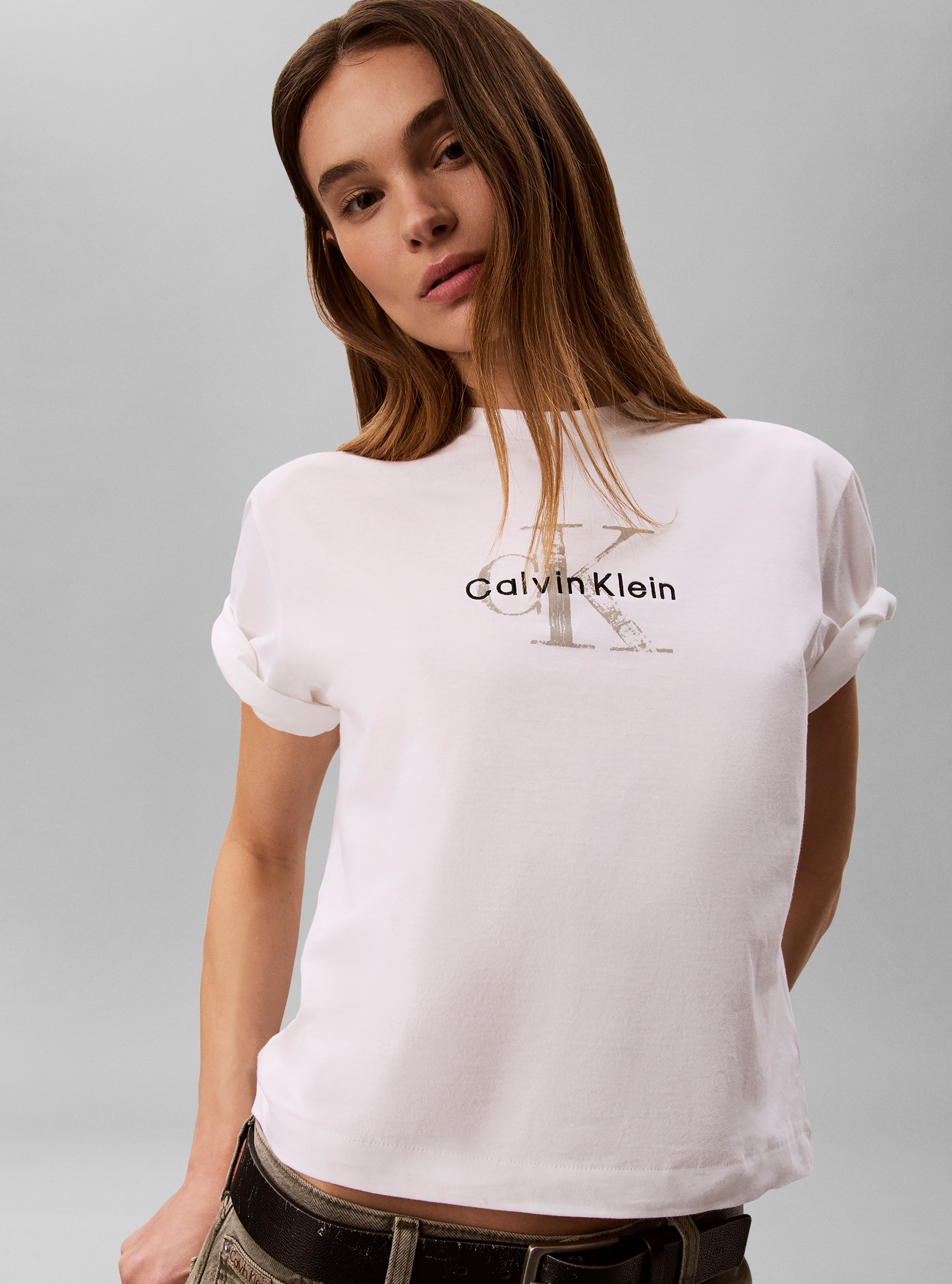 Calvin Klein Jeans T-Shirt »BOXY HAND DRAWN MONOLOGO TEE« Regular fit, Logoschriftzug
