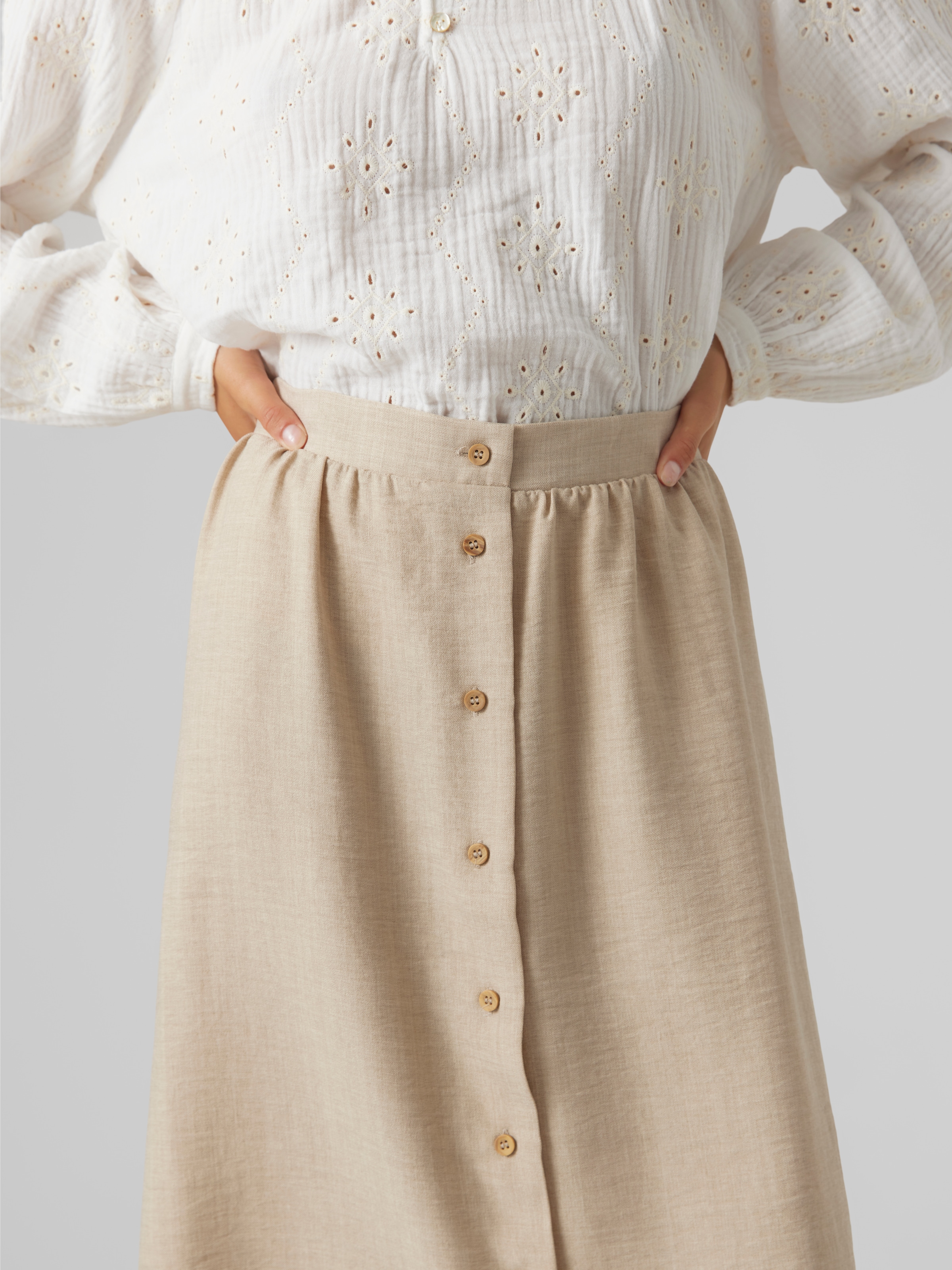 Vero Moda Maxirock »VMMELANEY HW BUTTON CALF SKIRT WVN NOOS«