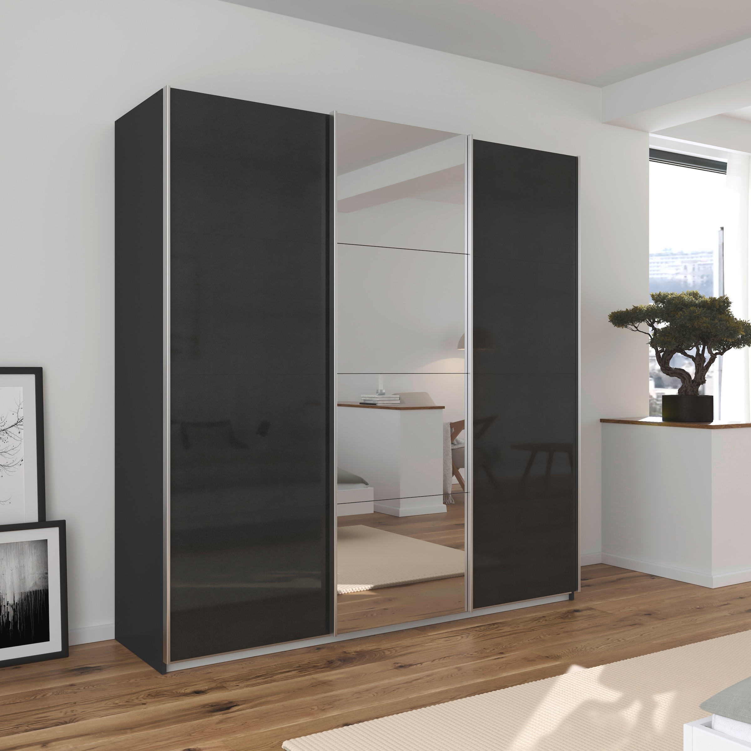 rauch Schwebetürenschrank »Kleiderschrank Schrank Garderobe AGORDO«, Top Innenausstattung, in 4 Breiten und 2 Höhen MADE IN GERMANY