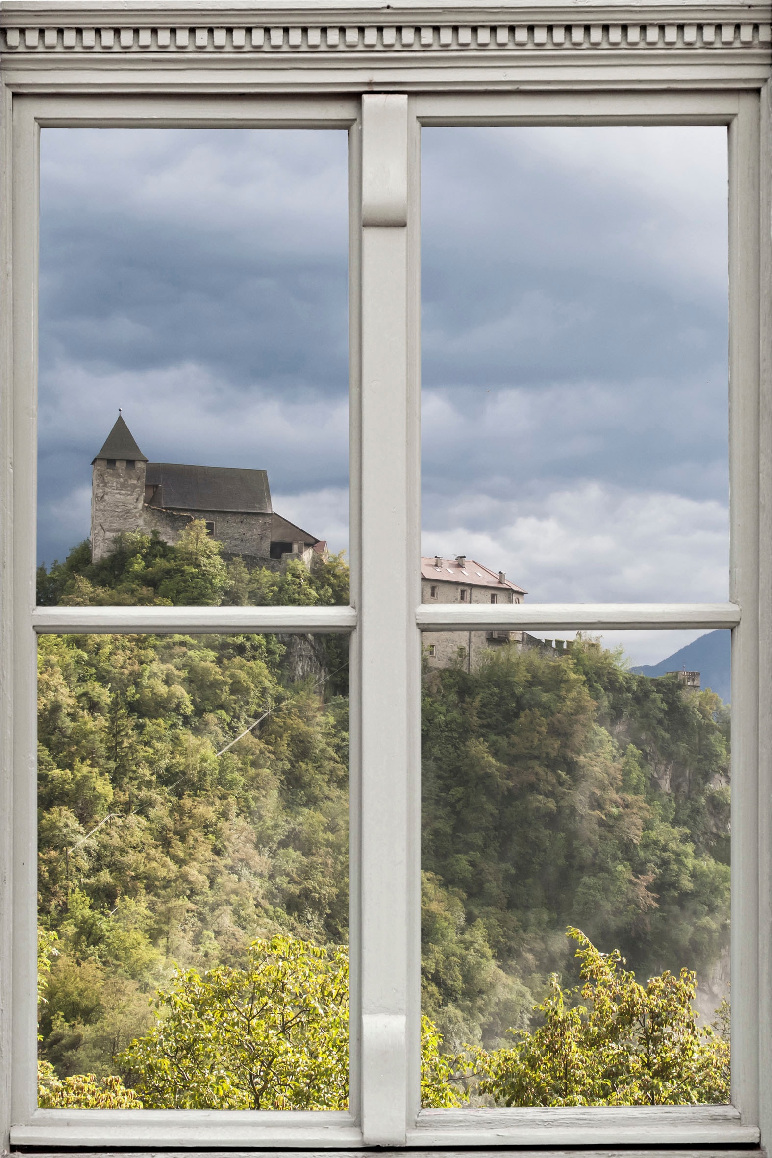 queence Wandsticker »Schloss« Wandsticker, Wandbild, selbstklebend, 3D, Fenster