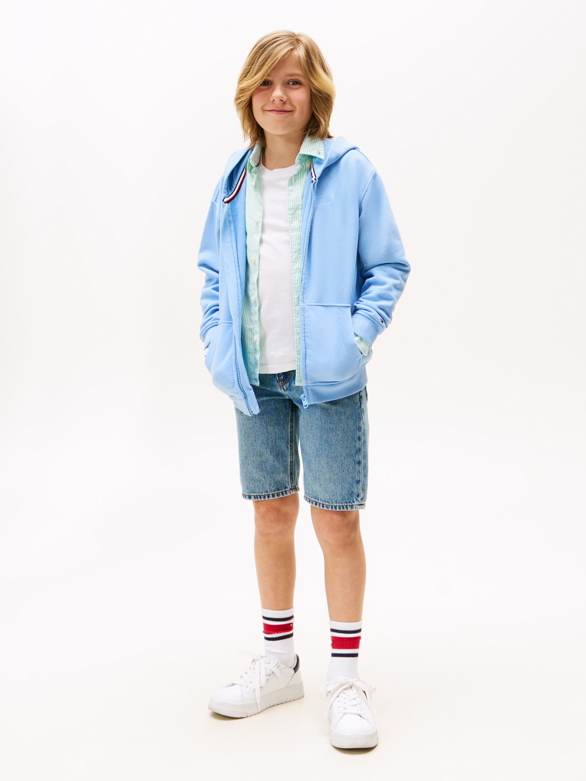 Tommy Hilfiger Kapuzensweatjacke »TONAL FLAG EMB ZIP HOODIE«, für Kinder bis 16 Jahre, mit Kapuze