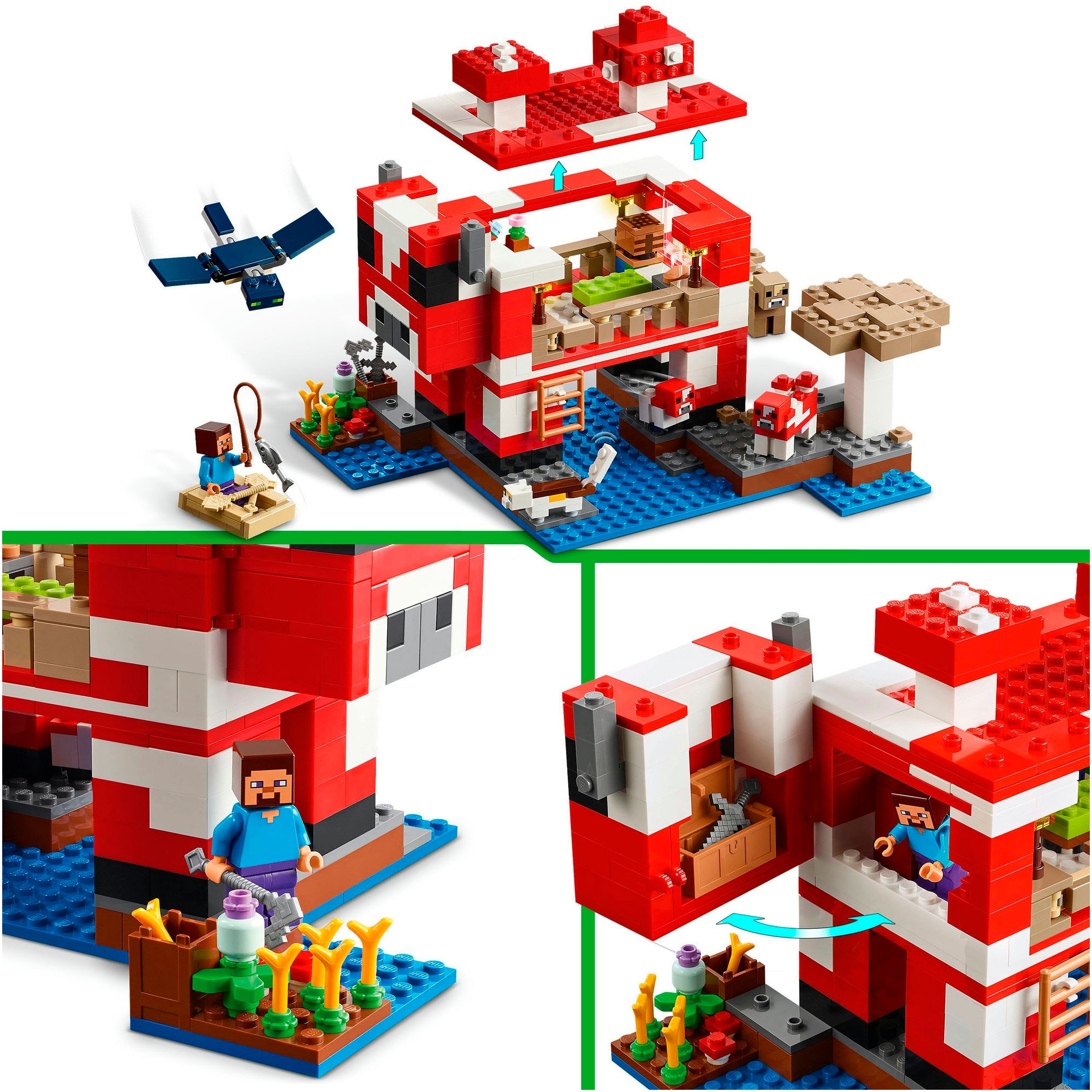 LEGO® Konstruktionsspielsteine »Das Pilzkuh-Haus (21270), LEGO Minecraft«, (500 St.), Made in Europe