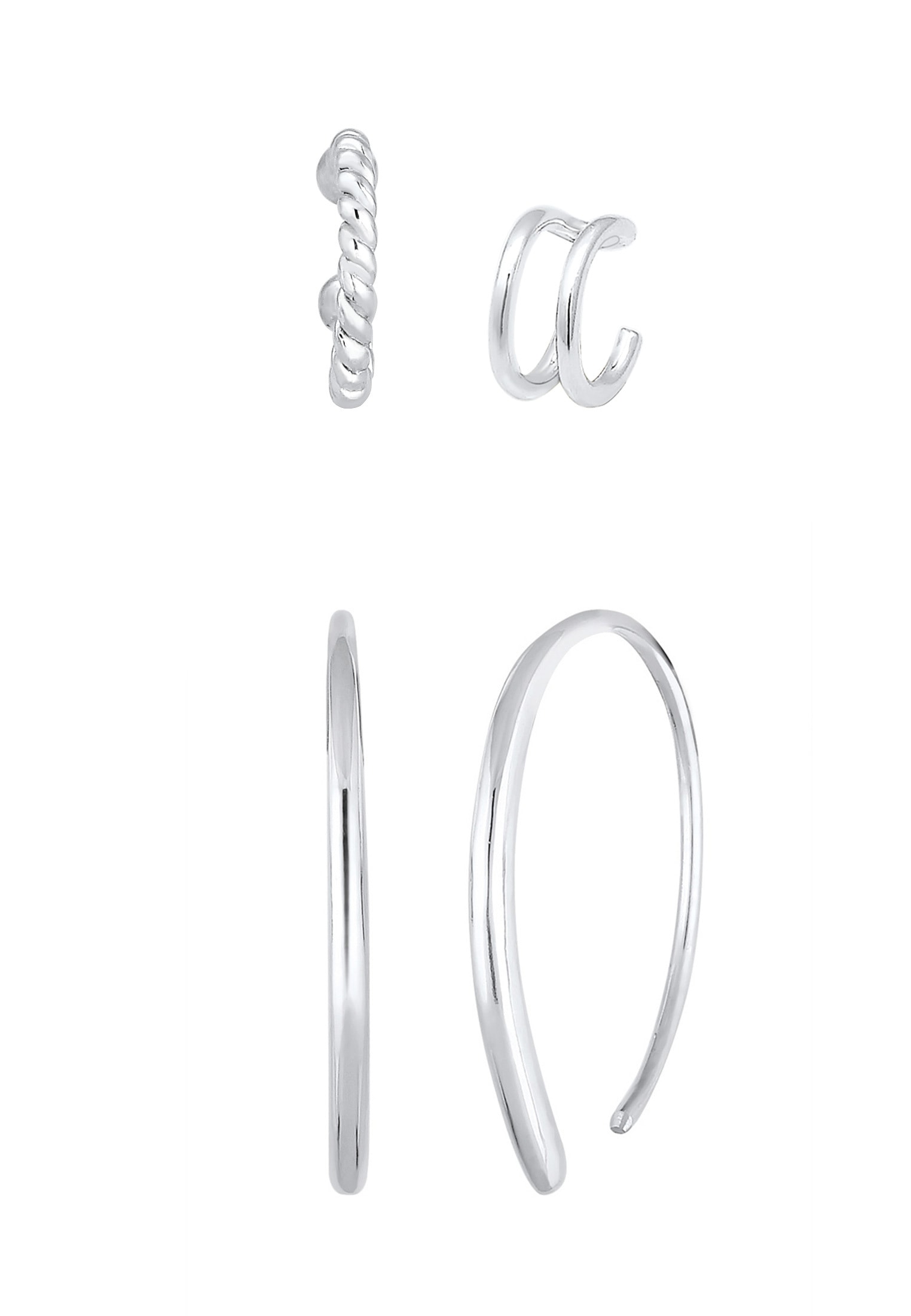 Elli Ohrstecker-Set »Ohrringe Basic Set Creolen Earcuff Blogger Trend 925 Silber«
