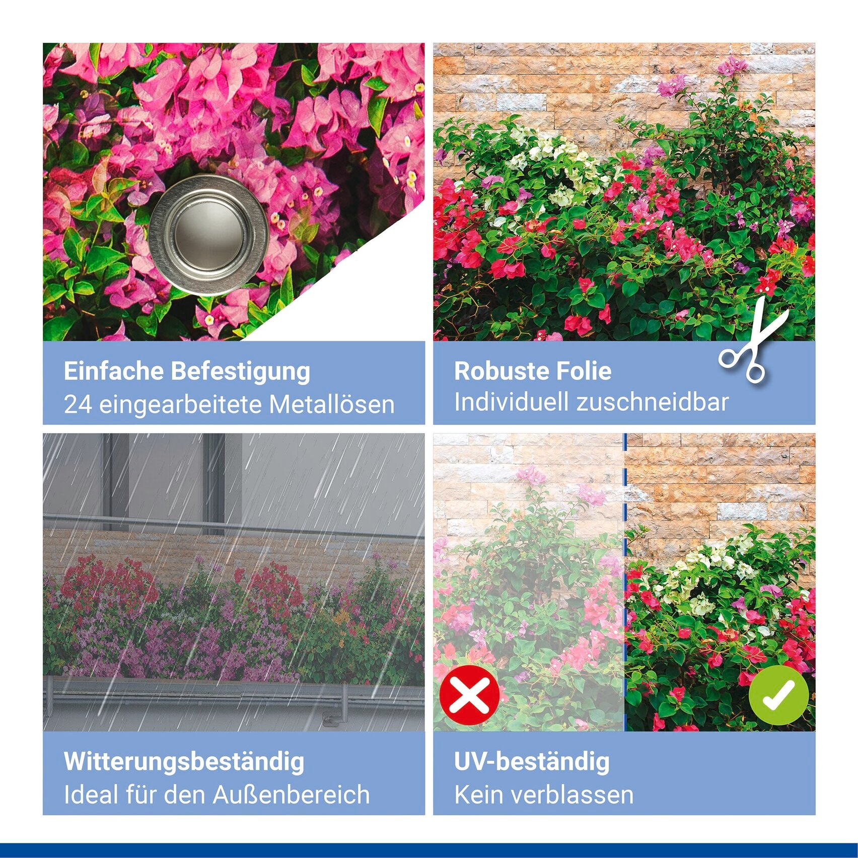 Maximex Balkonsichtschutz »Mauer-Blumen« 5 m, UV- und witterungsbeständig