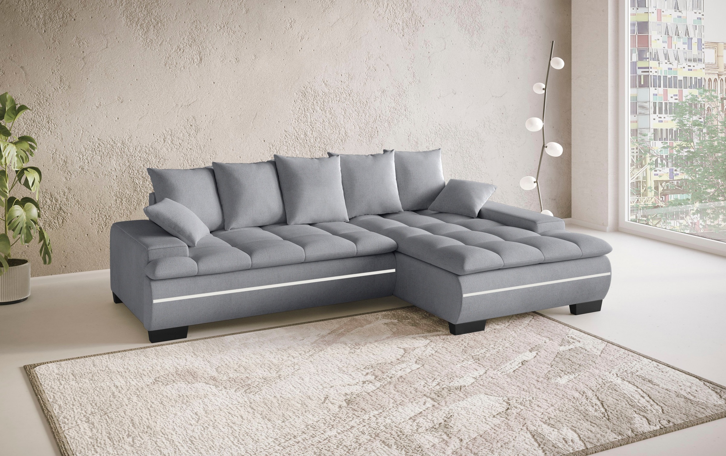 Mr. Couch Ecksofa »Haiti II, L-Form«, RGB-LED Beleuchtung, wahlweise mit Kaltschaum, Bett, Bettkasten