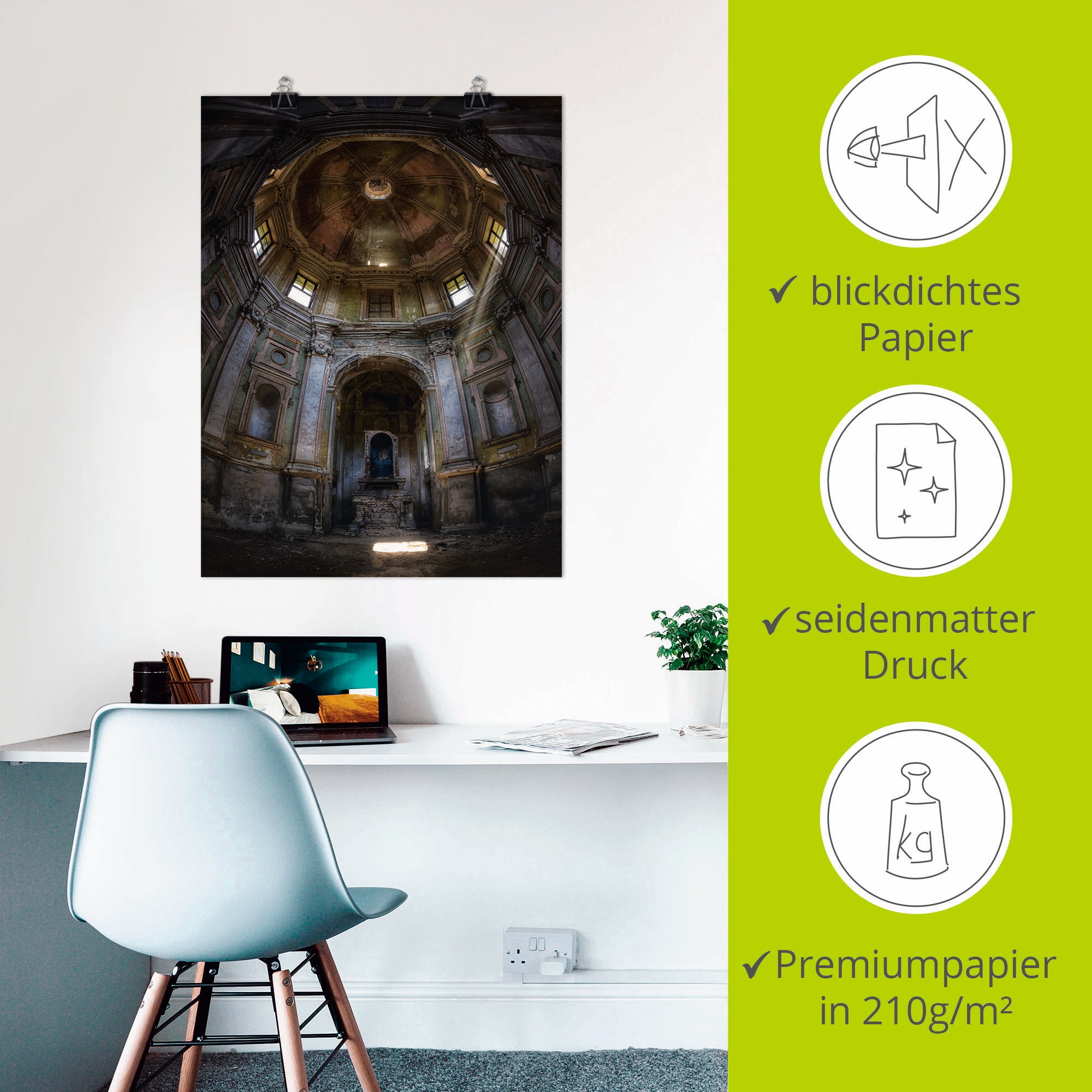 Artland Wandbild »Lost Place - marode Kirche - verlassen« Gebäude 1 Stk. tlg. als Leinwandbild, Poster in verschied. Größen