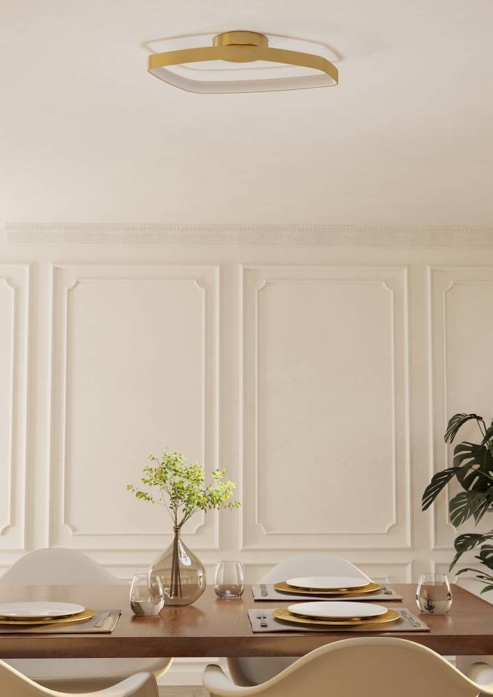 EGLO Deckenleuchte »VALLEROSA Deckenlampe, Alu, Stahl und Kunststoff, Esstischlampe, Lampe« LED-Modul 1 Stk. Warmweiß Wand-/Deckenleuchte, L58 x B33,5 x H7,5 cm, messing-gebürstet