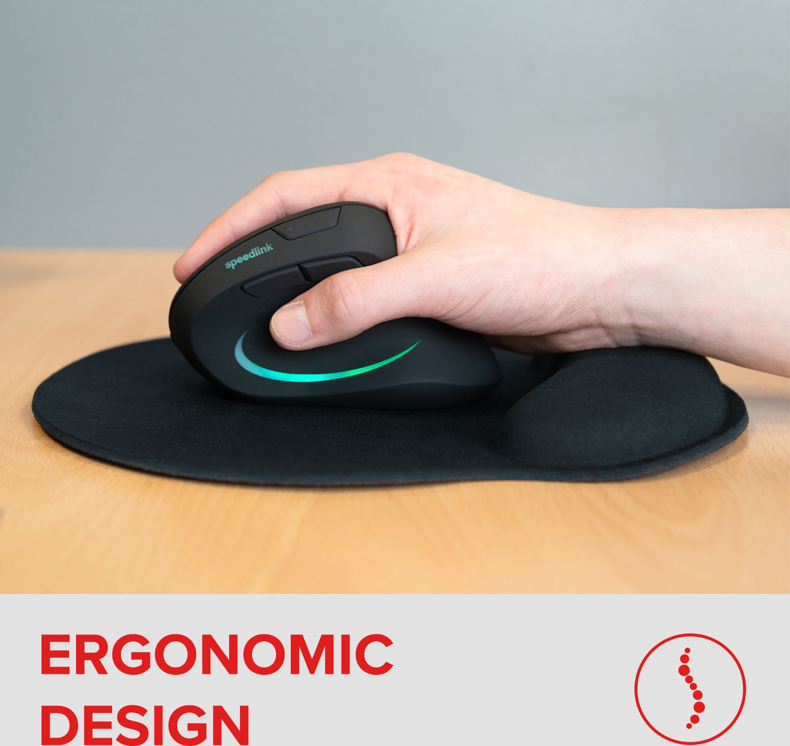 Speedlink Mauspad »VELLU Memory Foam ergonomisches Mousepad mit Handauflage«, rutschfest, schwarz