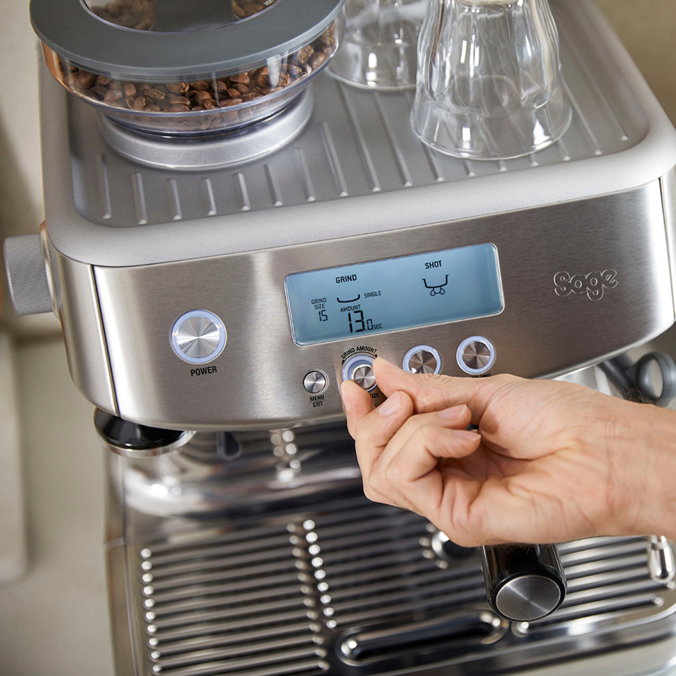 Sage Espressomaschine »»The Barista Pro, SES878BSS4EEU1««, Gebürstetes  Edelstahl mit 3 Jahren XXL Garantie