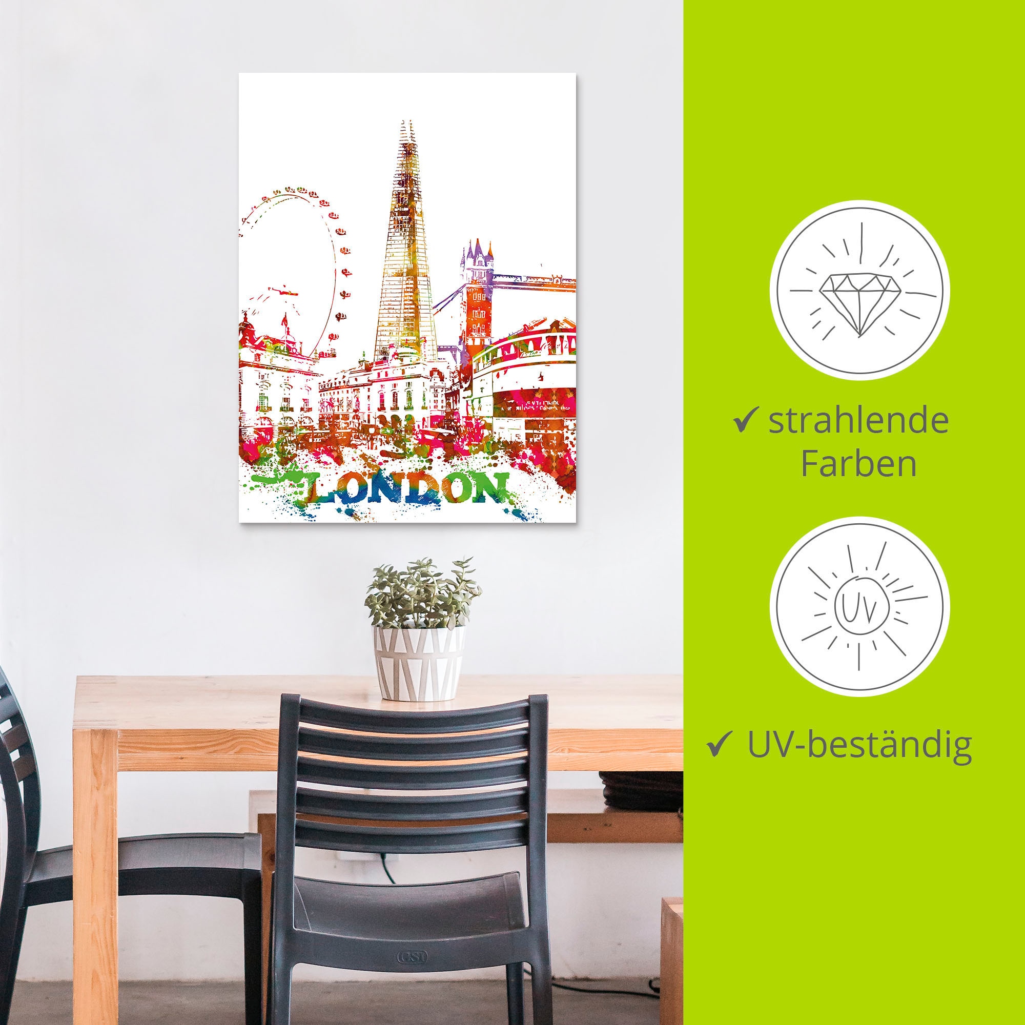Artland Wandbild »London Grafik«, London, (1 St.), als Alubild, Leinwandbild, Wandaufkleber oder Poster in versch. Größen