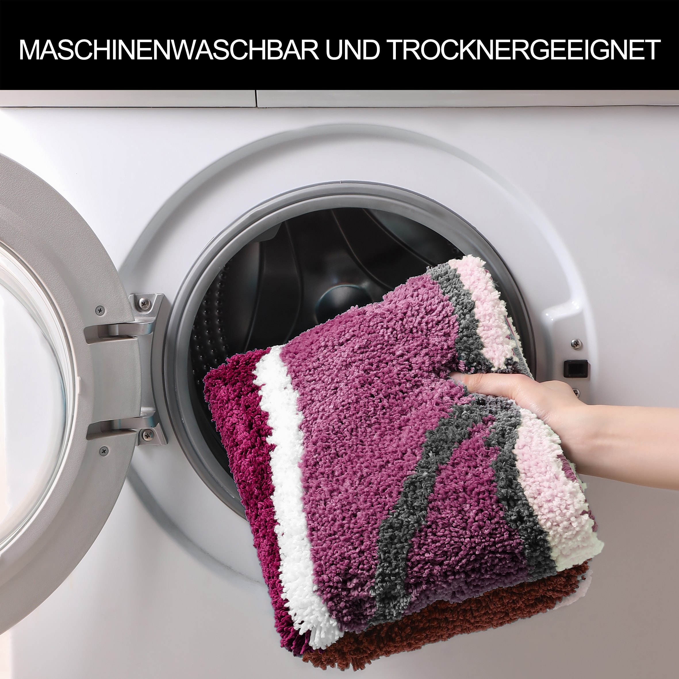 my home Badematte »Juna mit Muster, Badvorleger, Badezimmer Teppich, Duschvorleger« Höhe 20 mm rutschhemmend beschichtet strapazierfähig besonders weich, Design, Badematten, Badteppich