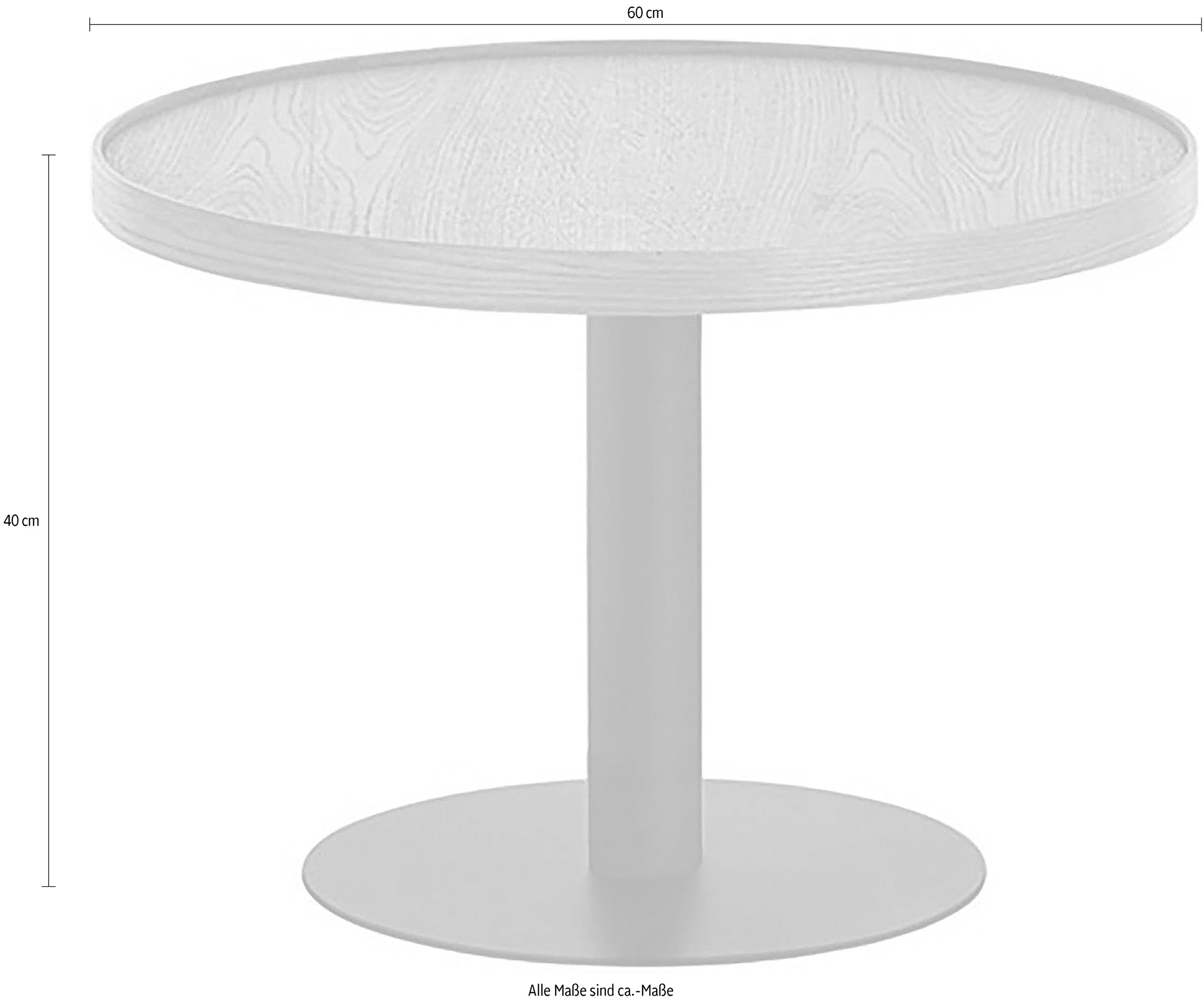 MCA furniture Couchtisch »MONTEVERDE«, Eiche furniert, Säule Ø 60 mm, Bodenplatte Ø 370 mm, belastbar 20 kg