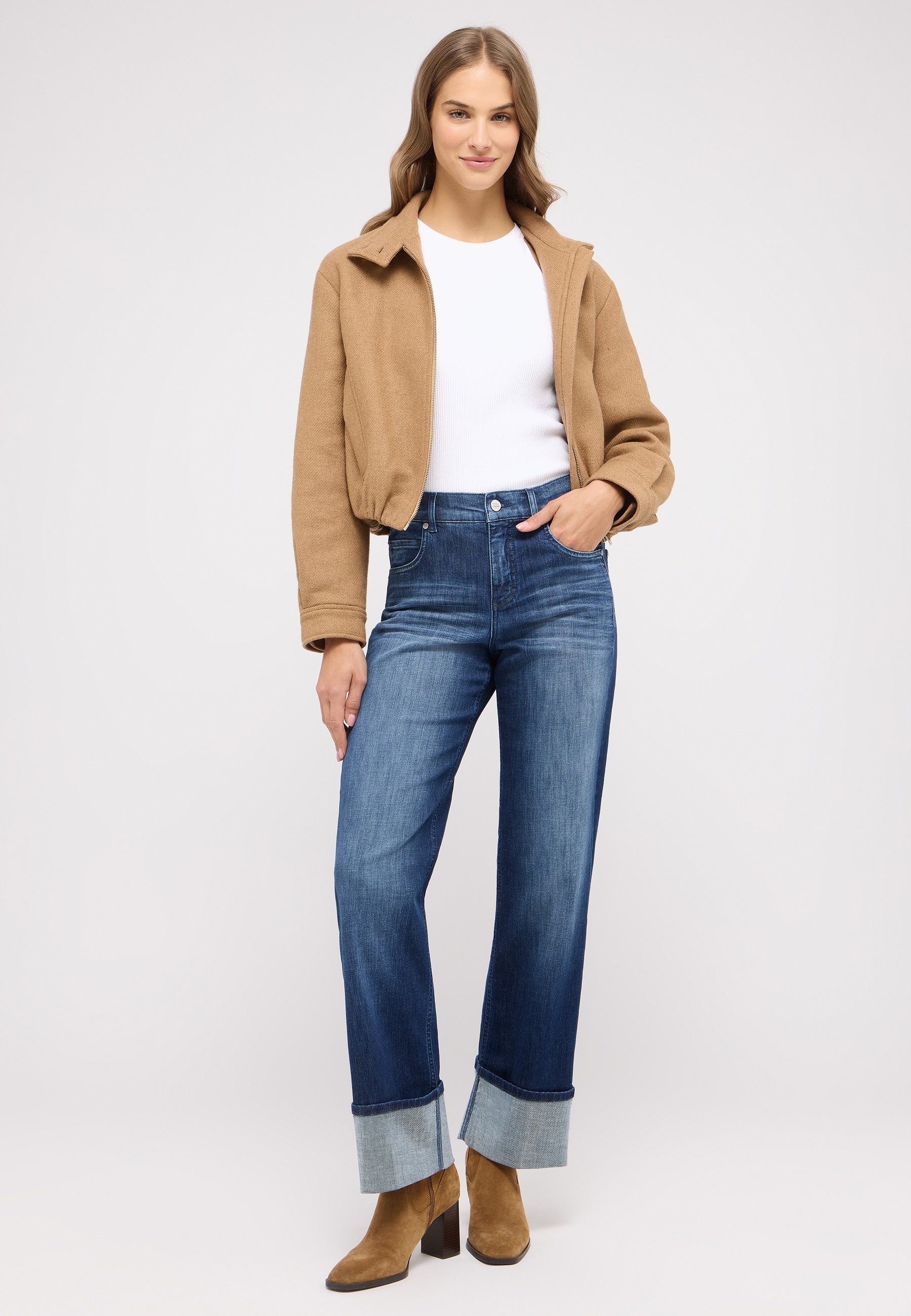 ANGELS Straight-Jeans »LARA TU«, mit umgeschlagenem Bein