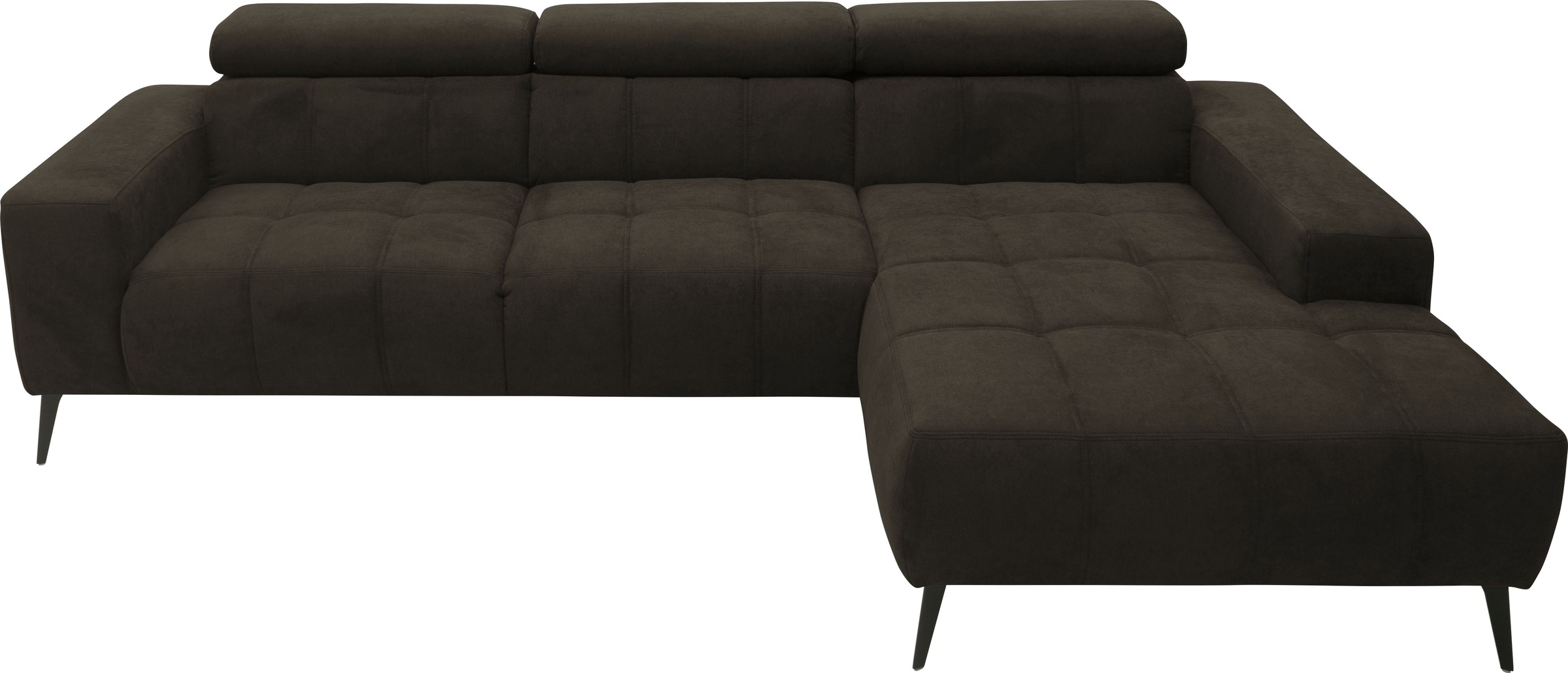 DOMO collection Ecksofa »Trento L-Form, mit Kufenfuß oder Einzelfuß«, wahlweise mit Kopfteilverstellung, Recamiere links/rechts bestellbar
