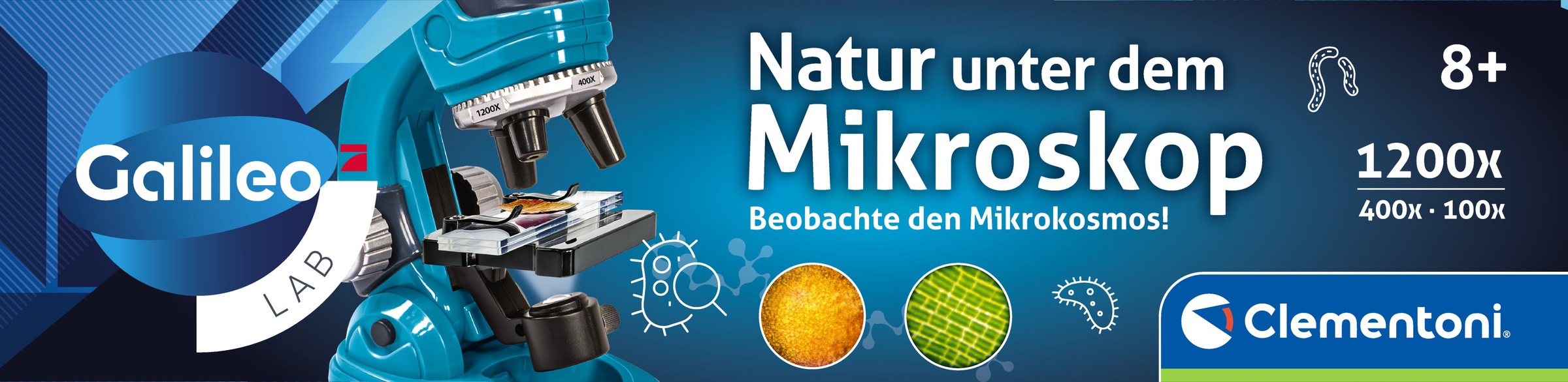 Clementoni® Experimentierkasten »Galileo Lab, Natur unter dem Mikroskop« mit LED-Licht