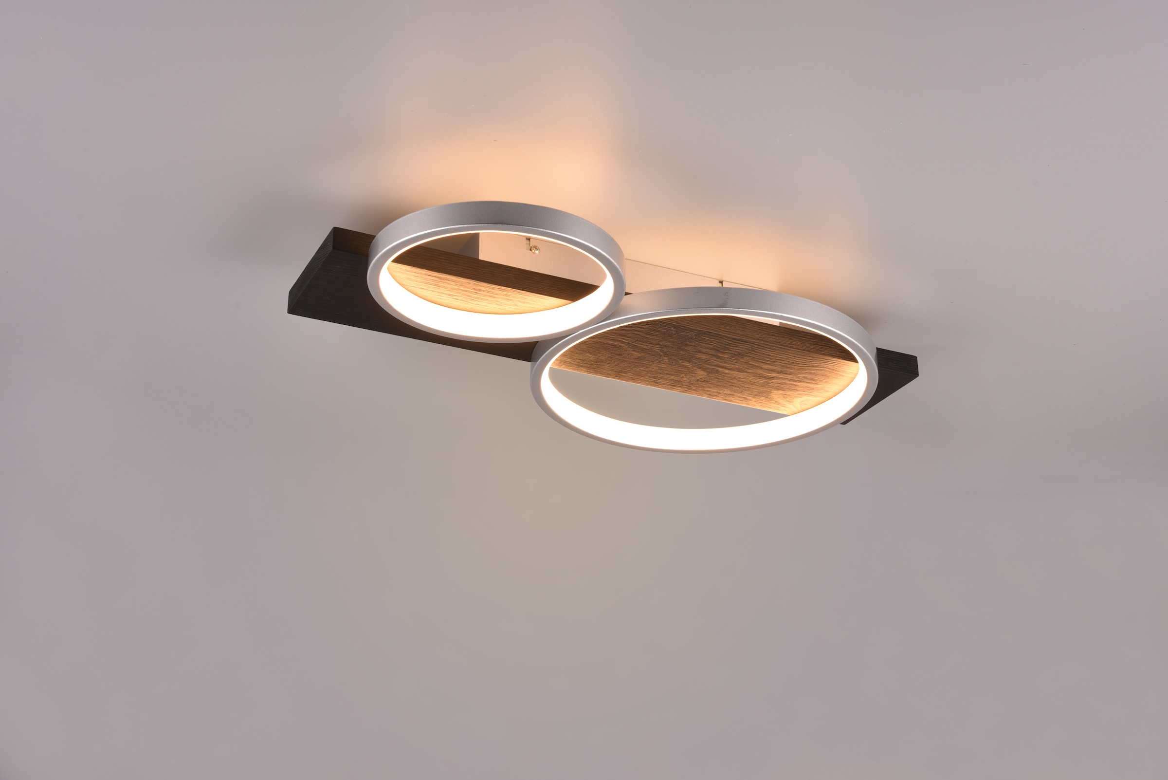 TRIO Leuchten LED Deckenleuchte »MEDERA, Deckenlampe LED Ringe mit Holz Deko 26W 3000 Lumen warmweiß«, 1 flammig, Leuchtmittel LED-Board | LED fest integriert, als Wandlampe oder Deckenlampe einsetzbar dimmbar über Wandschalter