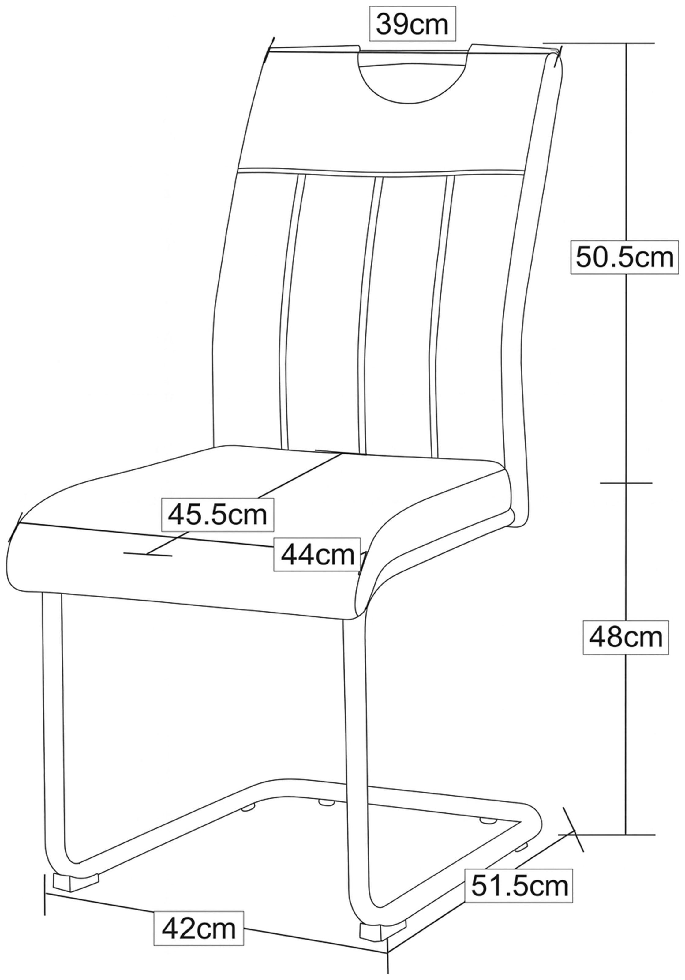 Home affaire Esszimmerstuhl »BRANDON, 2er Set, mit Metallgestell in matt schwarz« (Set) 2 Stk.in verschiedenen Farben, Belsatbarkeit pro Stuhl 120 kg