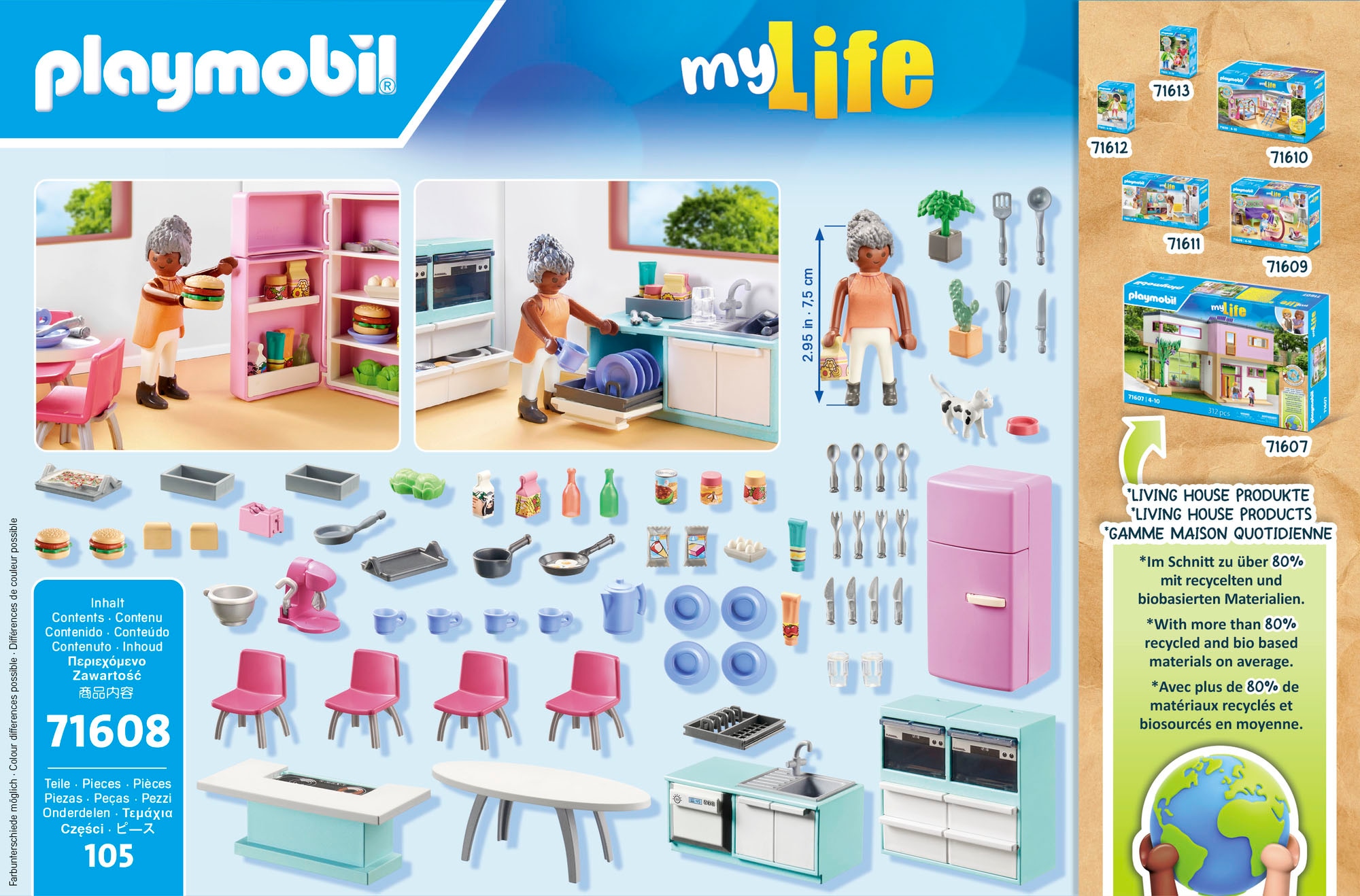 Playmobil® Konstruktions-Spielset »Küche mit Essplatz (71608), myLife«, (105 St.), Made in Europe