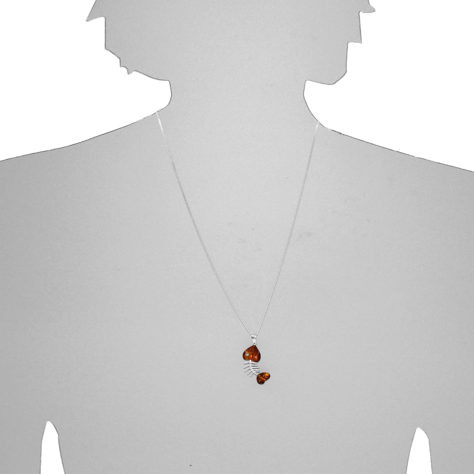 OSTSEE-SCHMUCK Kettenanhänger »- Fisch 35 mm - Silber 925/000 - Bernstein« ()