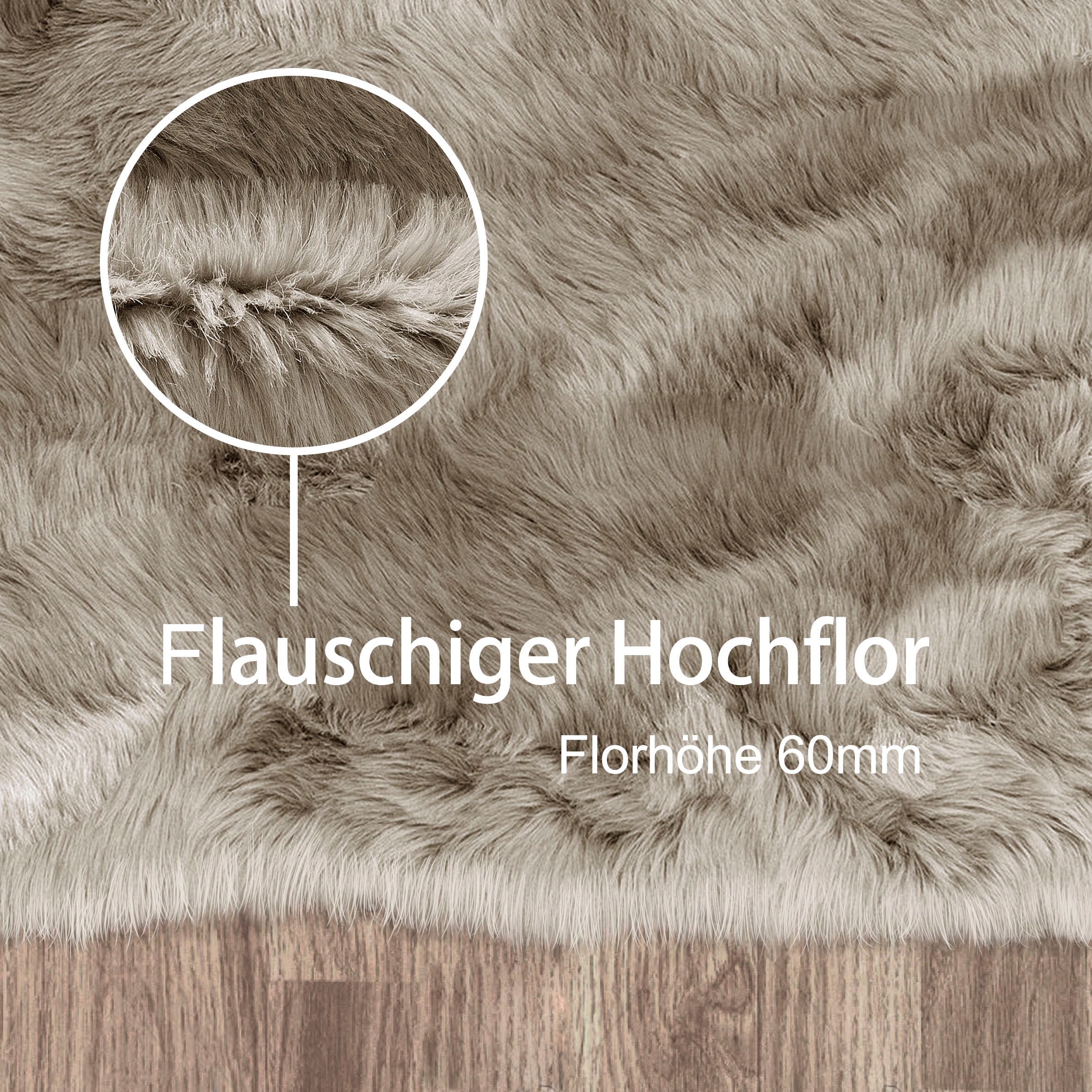 Home affaire Fellteppich »Valeria«, rund, 60 mm Höhe, Kunstfell Teppich, besonders weich und flauschig, fußbodenheizungsgeeignet, pflegeleicht, ideale Teppiche für Wohnzimmer, Schlafzimmer und Esszimmer