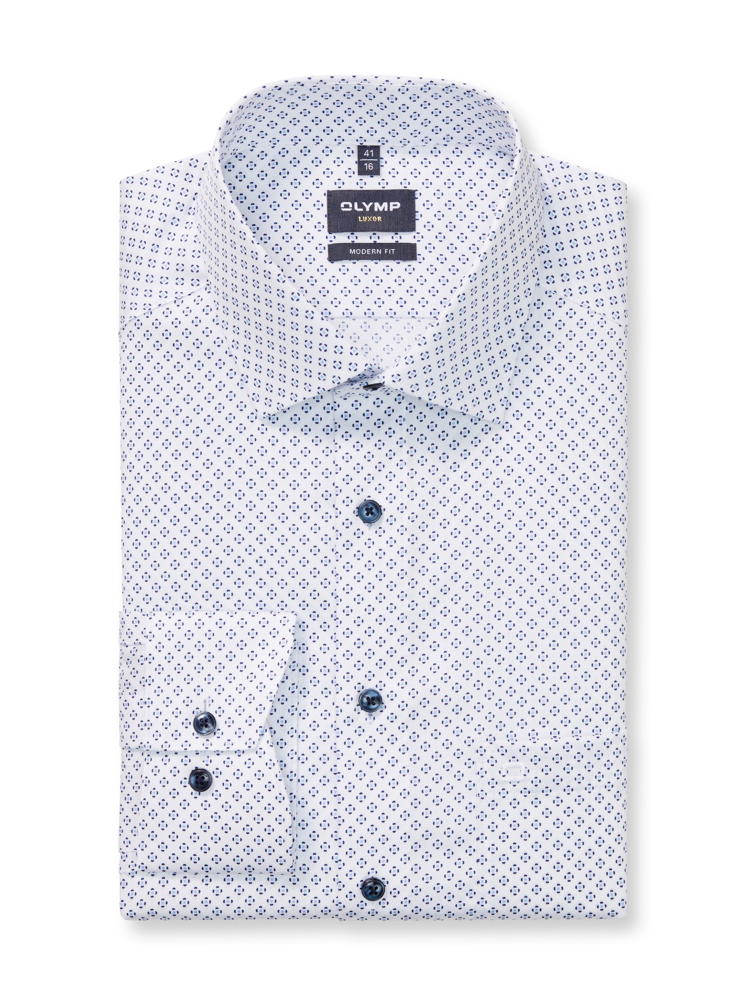 OLYMP Langarmhemd »Luxor modern fit« modern fit, Businesshemd, gemustert, New-Kentkragen