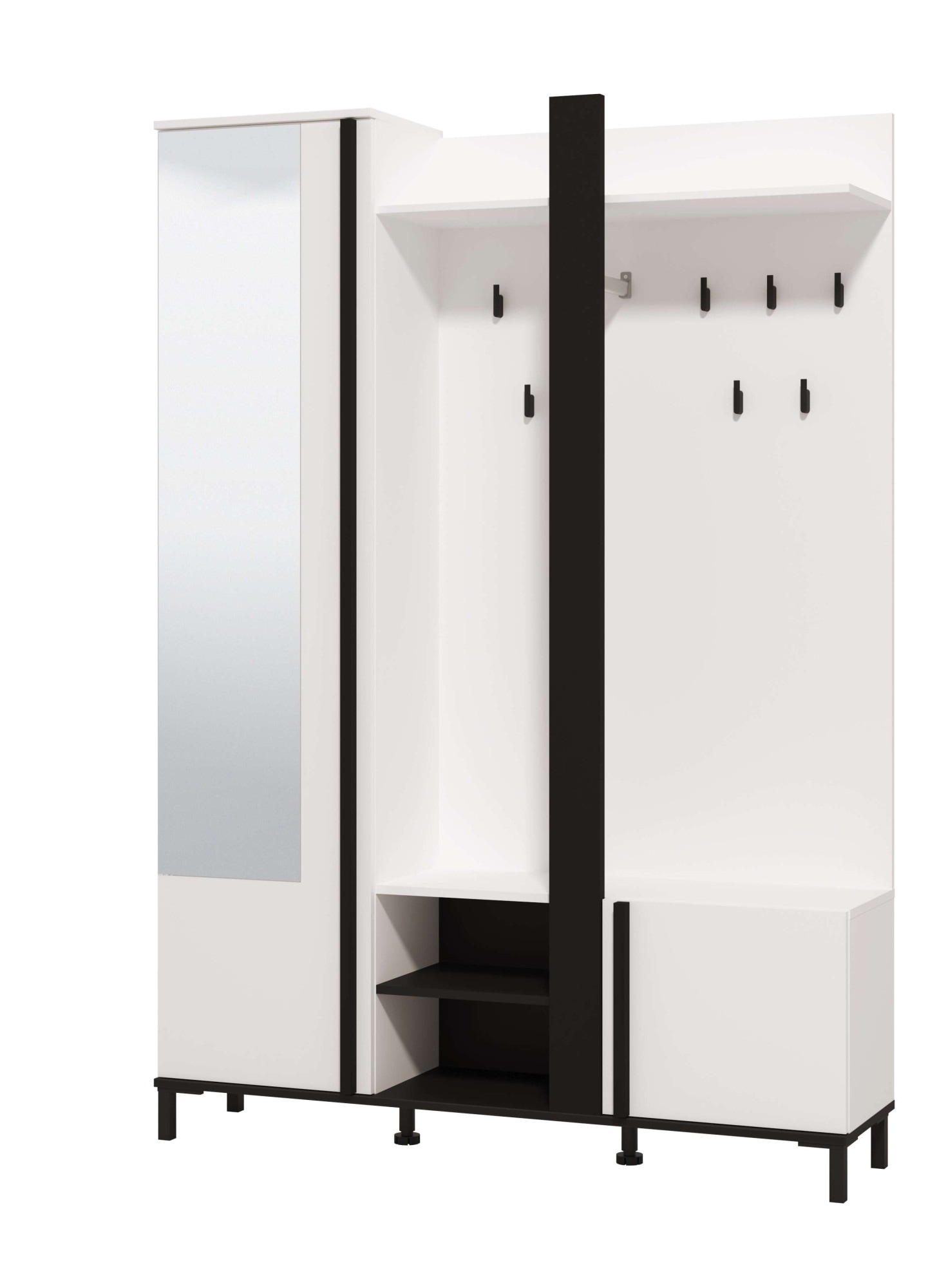 Home affaire Kompaktgarderobe »Nino Flurgarderobe, Dielenschrank, Flurmöbel, Garderobe, Breite 135 cm«, Schuhschrank, Spiegel, Haken, viel Stauraum, ideal für kleine Räume