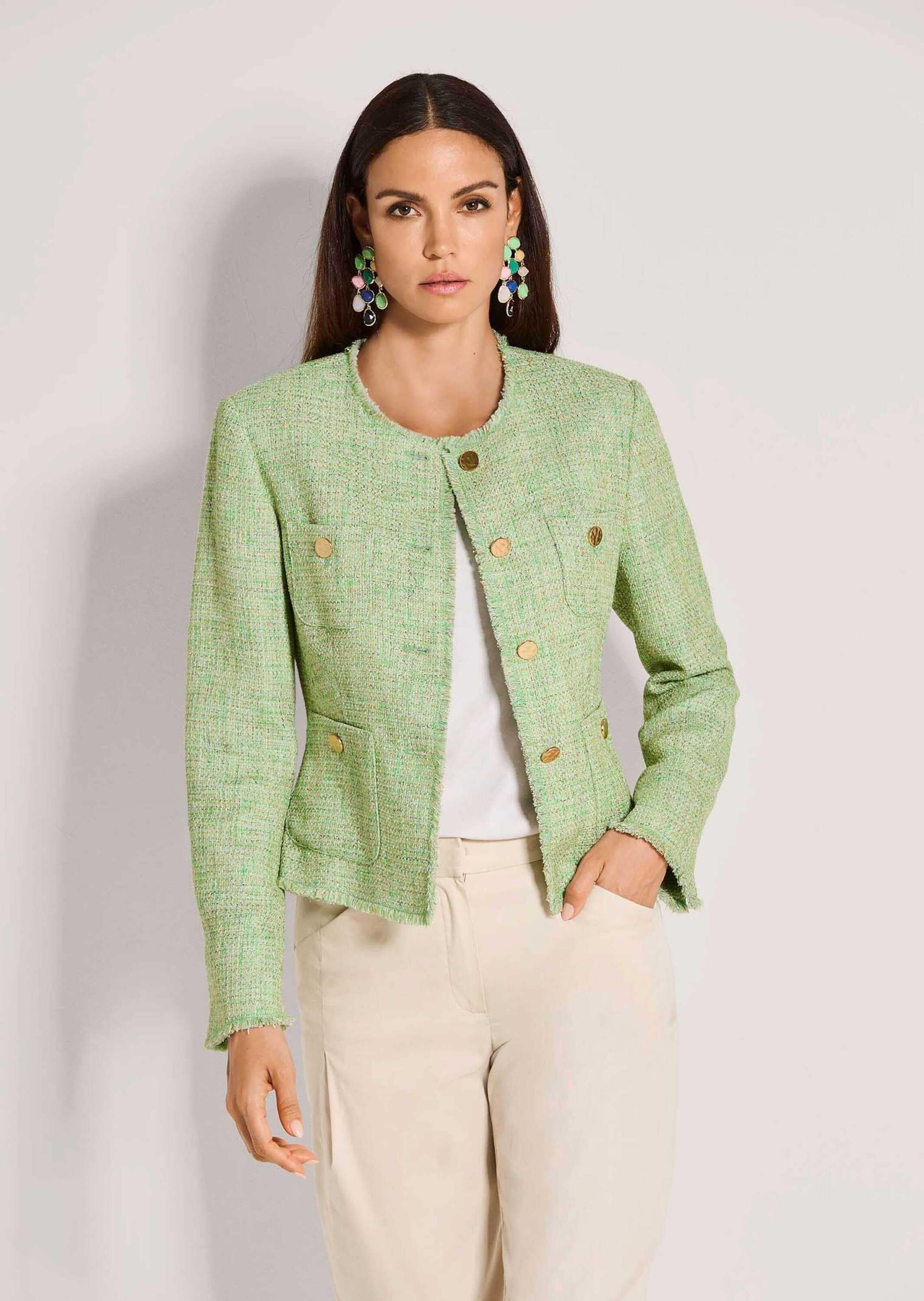 MADELEINE Jackenblazer »Blazer Tweed-Blazer mit Fransendetails« Fransendetails