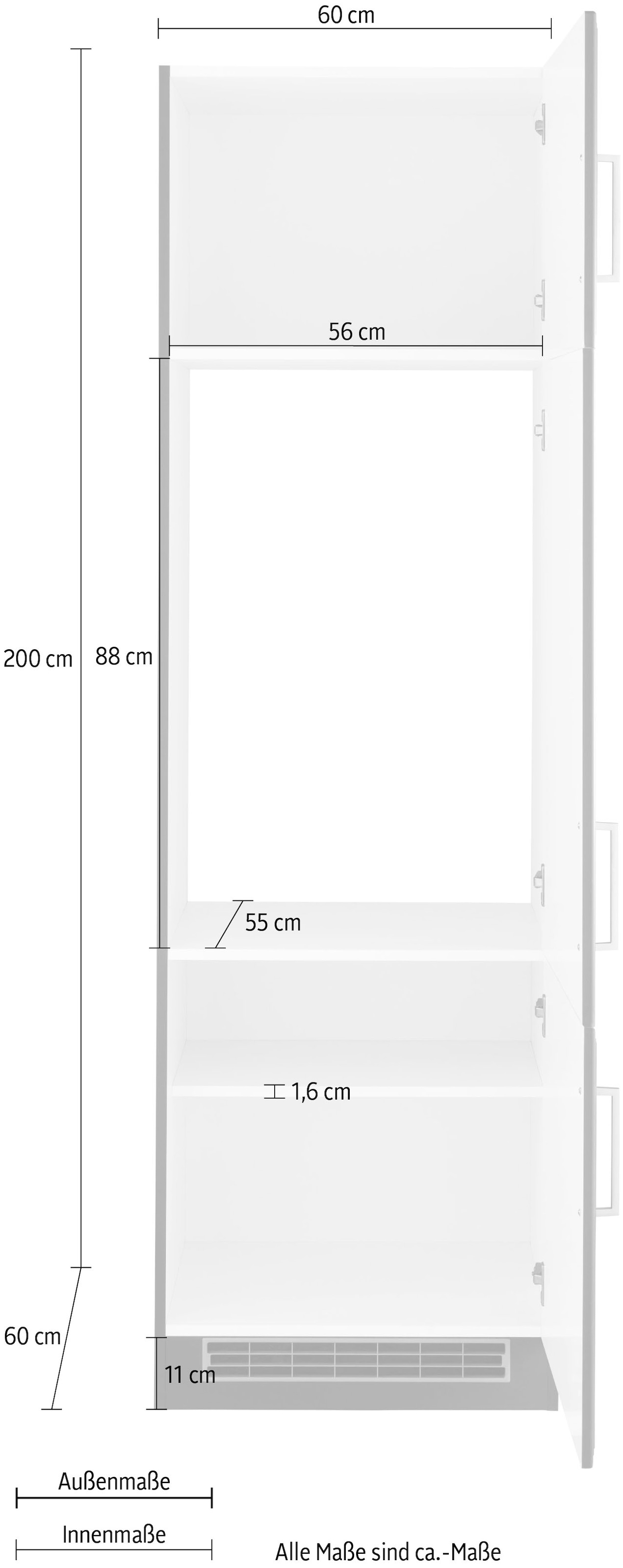 HELD MÖBEL Kühlumbauschrank »Stockholm«, 60 cm breit, hochwertige MDF-Fronten mit Fräsung