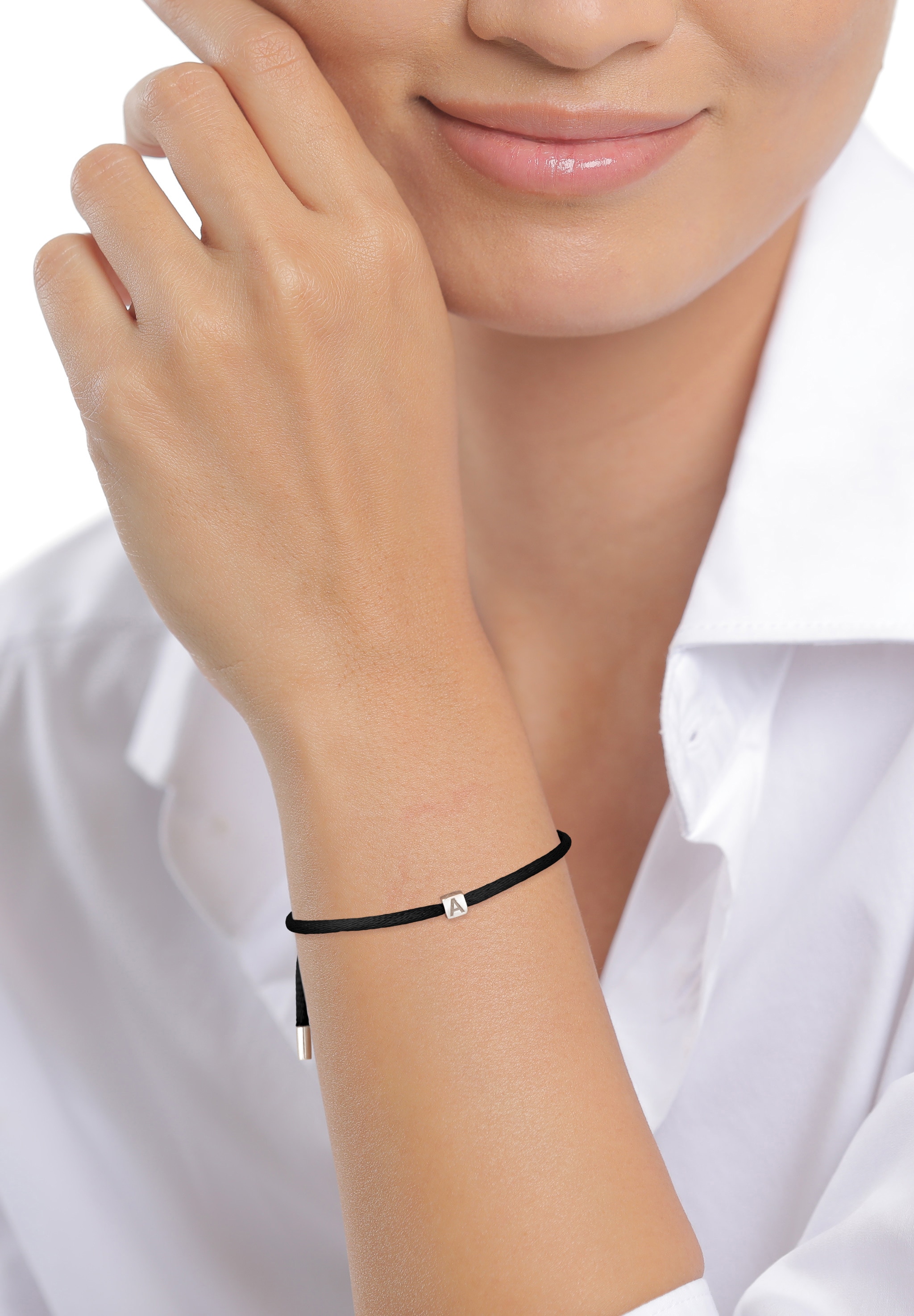 Elli Armkette »Armband Satin Lettering Heart 925 Sterling Silber vergoldet«