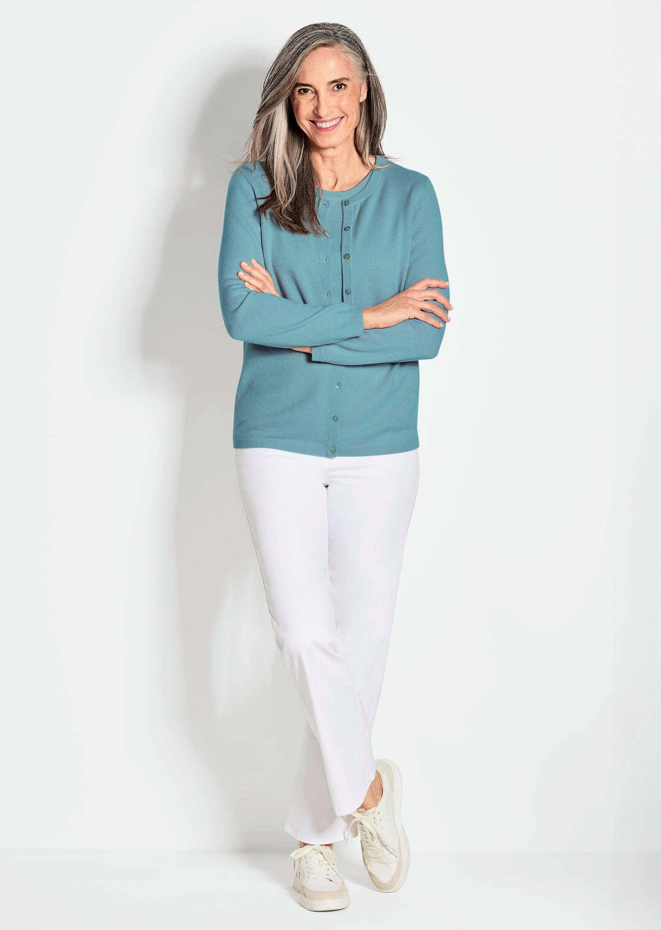 GOLDNER Strickjacke »Kurzgröße Eleganter Herbstcardigan mit Rundhals« Ohne
