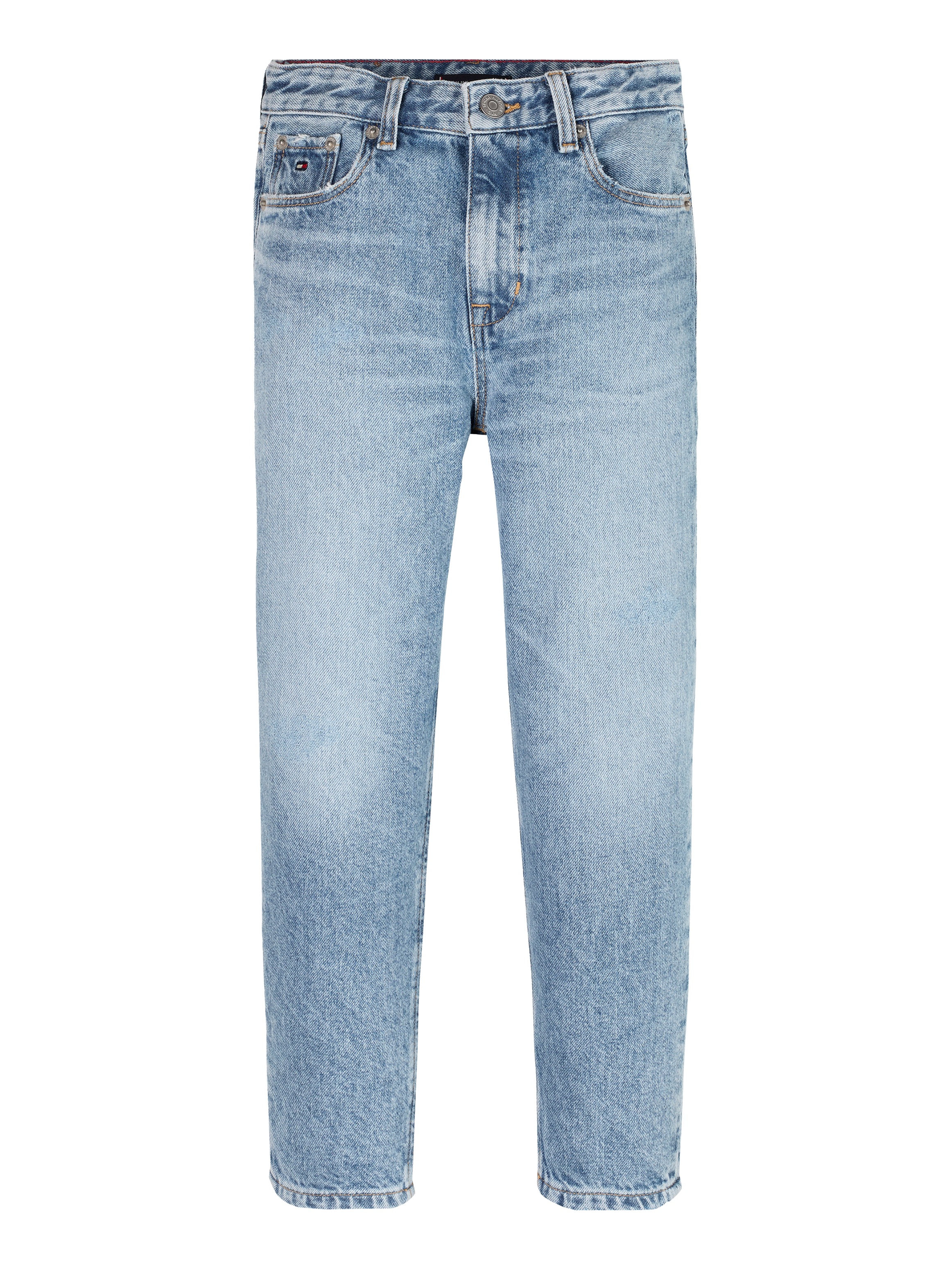 Tommy Hilfiger Straight-Jeans »ARCHIVE BARREL FIT MIDBLUE JEANS«, in hellblauer Waschung, mit Logo-Badge