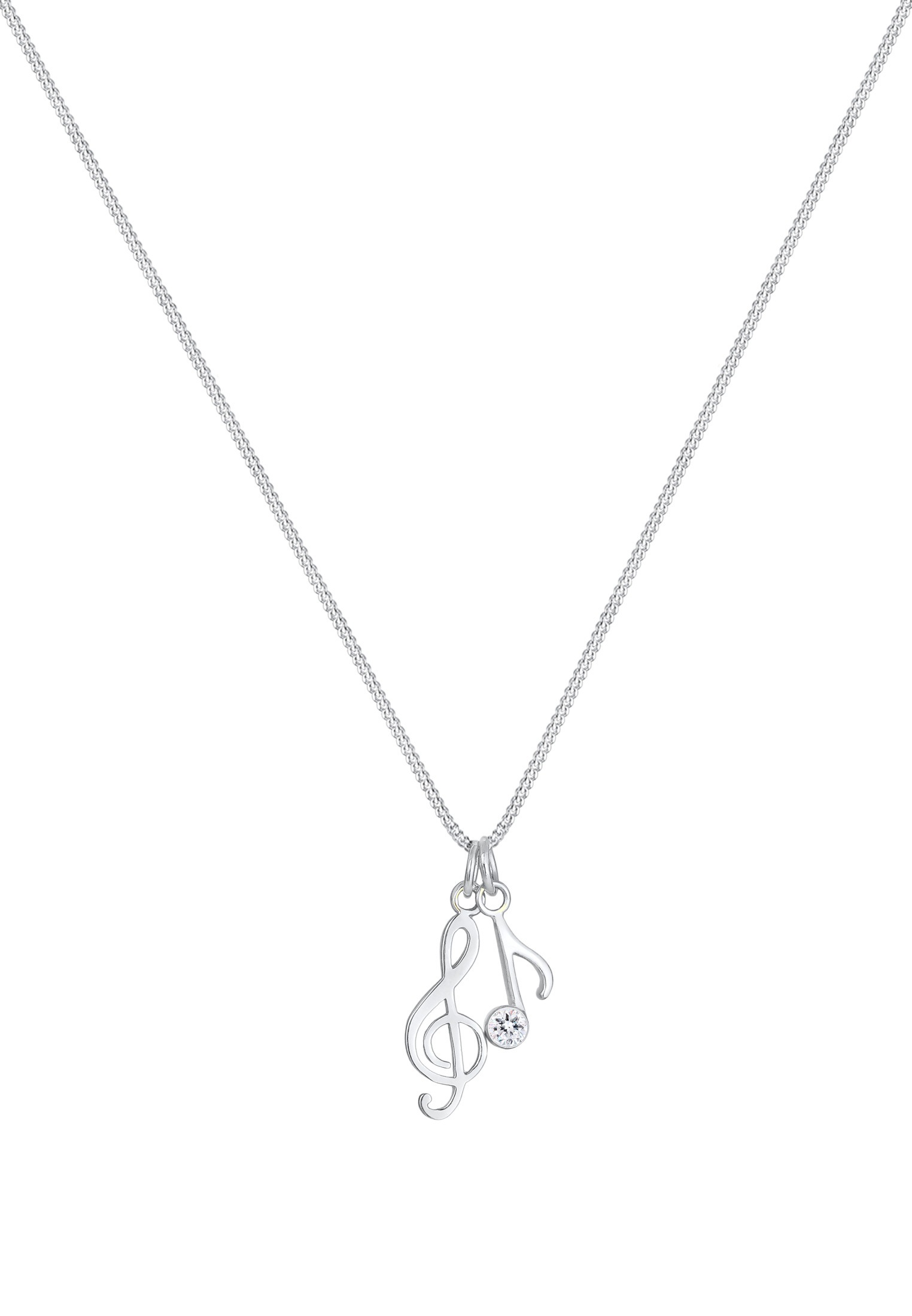 Elli Silberkette »Halskette Notenschlüssel Note Weiß 925 Sterling Silber, mit Kristallen von Swarovski®«