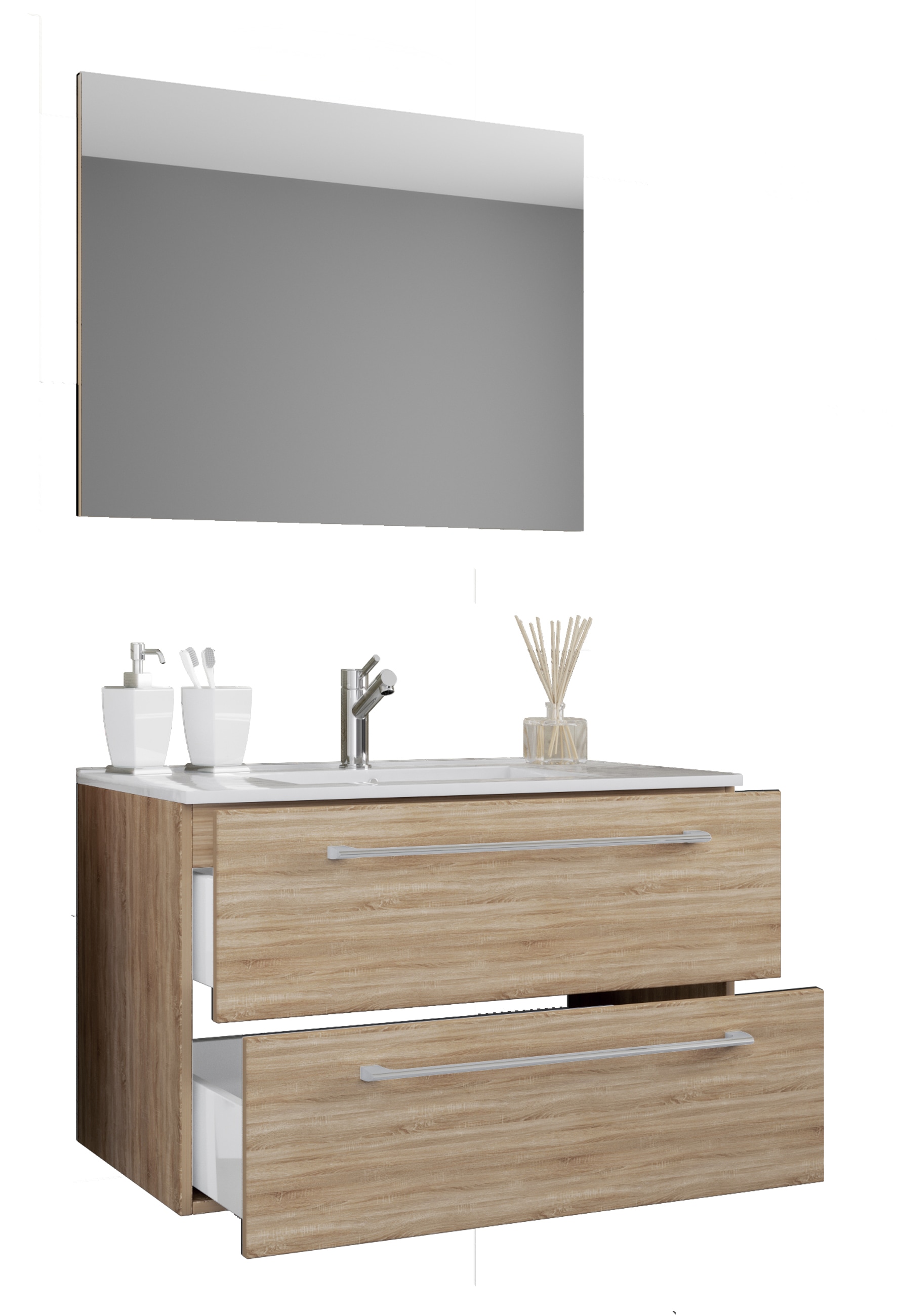 VCM Waschtisch "3-tlg. Waschplatz Waschtisch Badinos Schublade SP" 3 Stk. tlg.