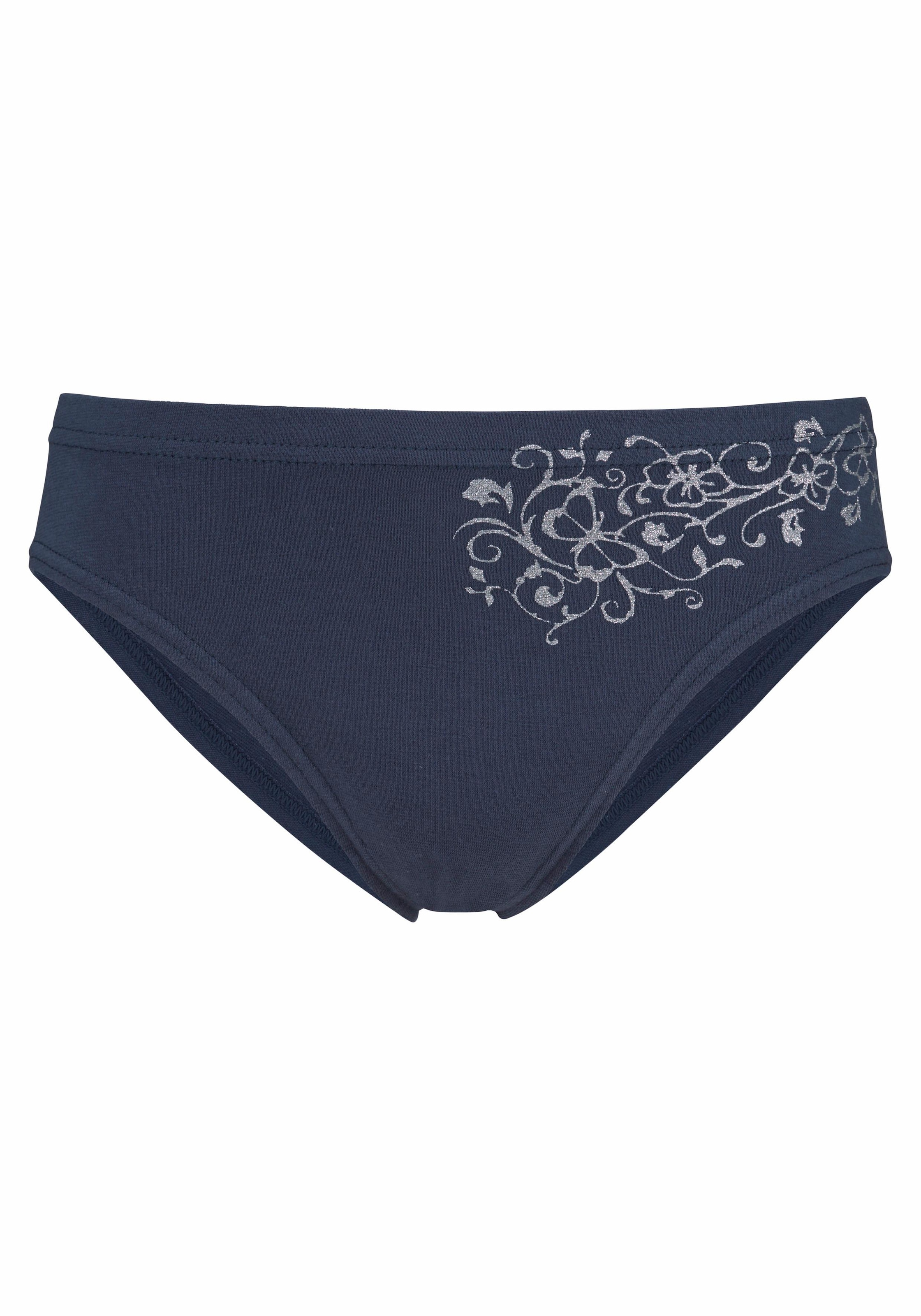 St.), petite floralem fleur Basic bei mit schöner (Packung, Slip, jeden für Glitzerdruck 4 ♕ Tag,