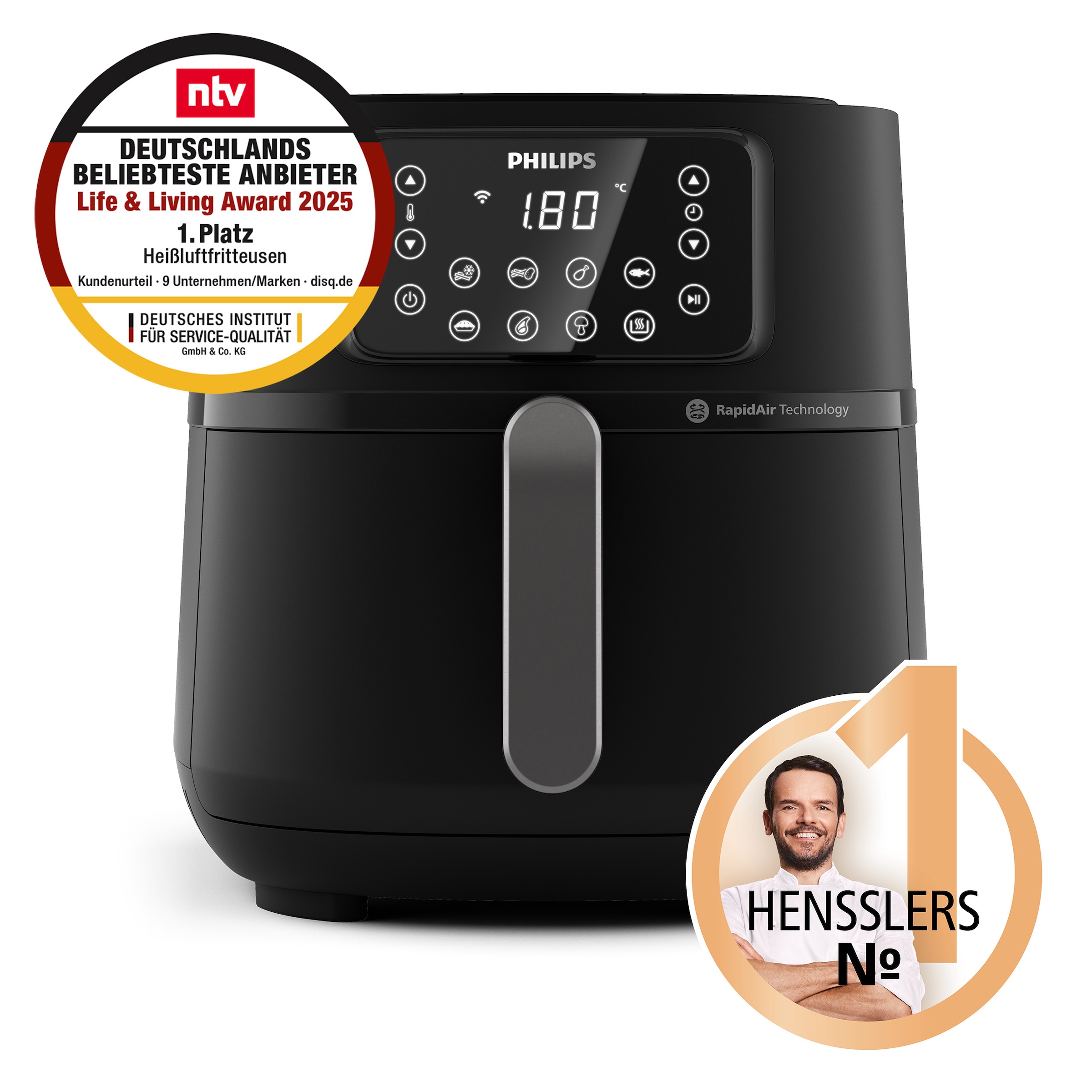 Philips Heißluftfritteuse »Airfryer XXL HD9285/96, 7,2 l«, 2000 W, mit 7 Voreinstellungen und Warmhaltefunktion, WiFi Konnektivität