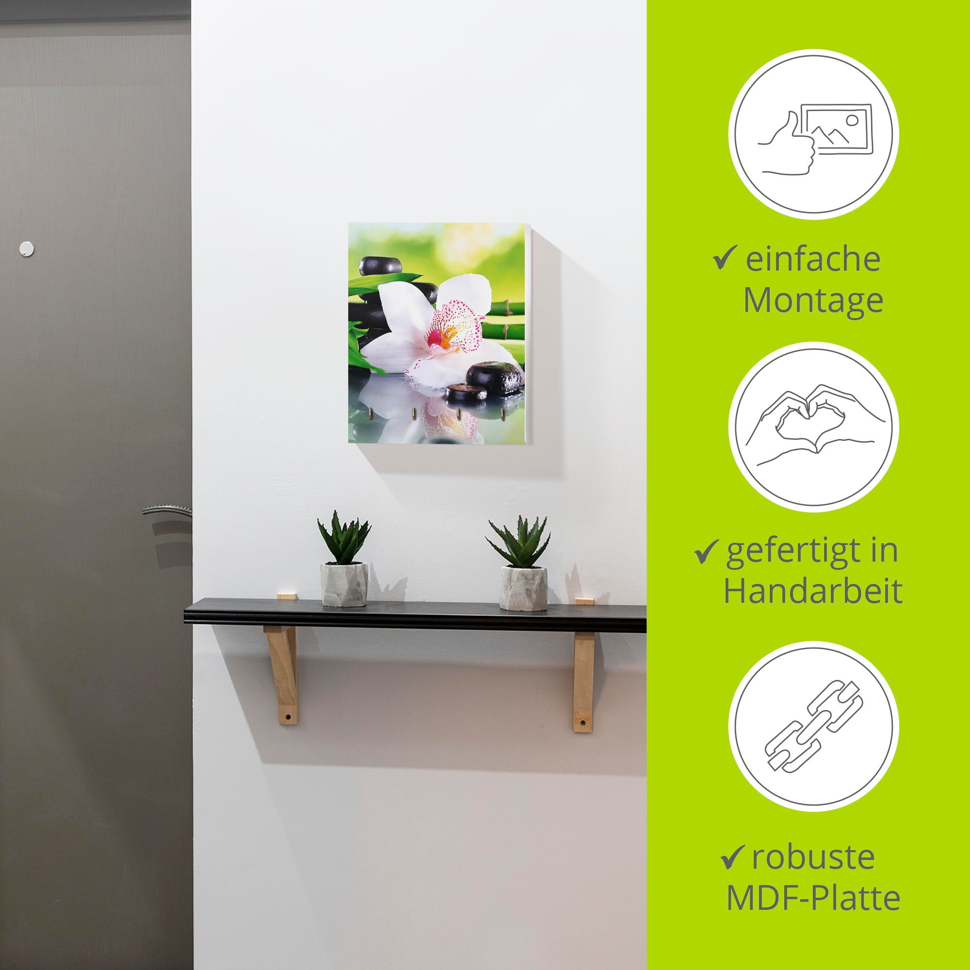 Artland Hakenleiste »Spa Steine Bambus Zweige Orchidee«, MDF
