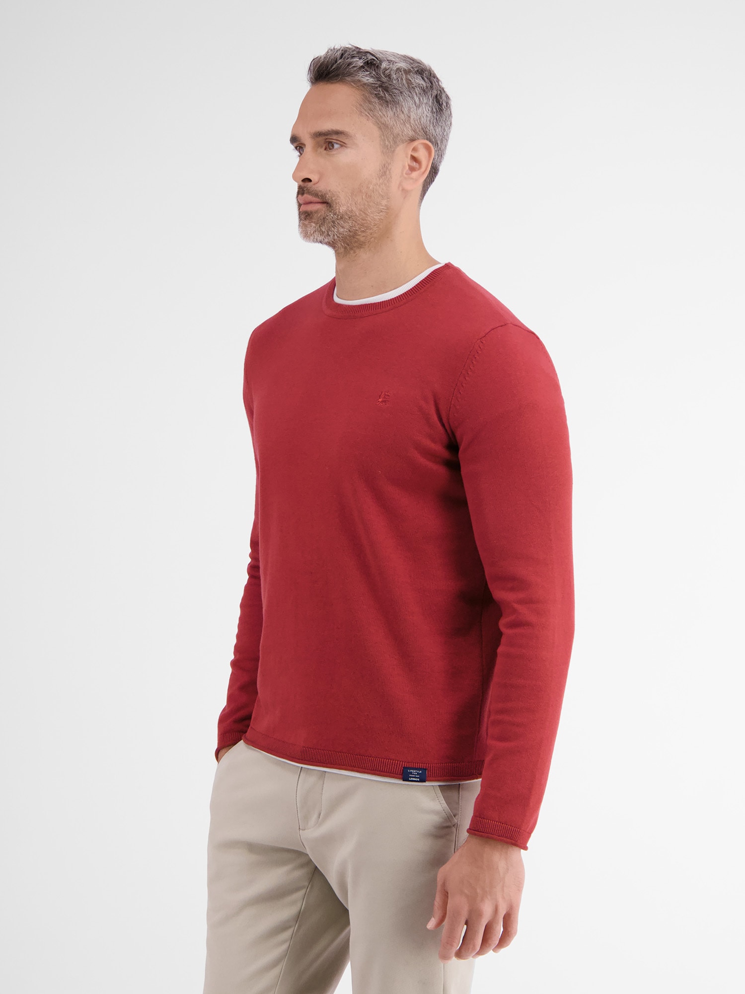 LERROS Strickpullover »LERROS Rundhalspullover, Flachstrick«