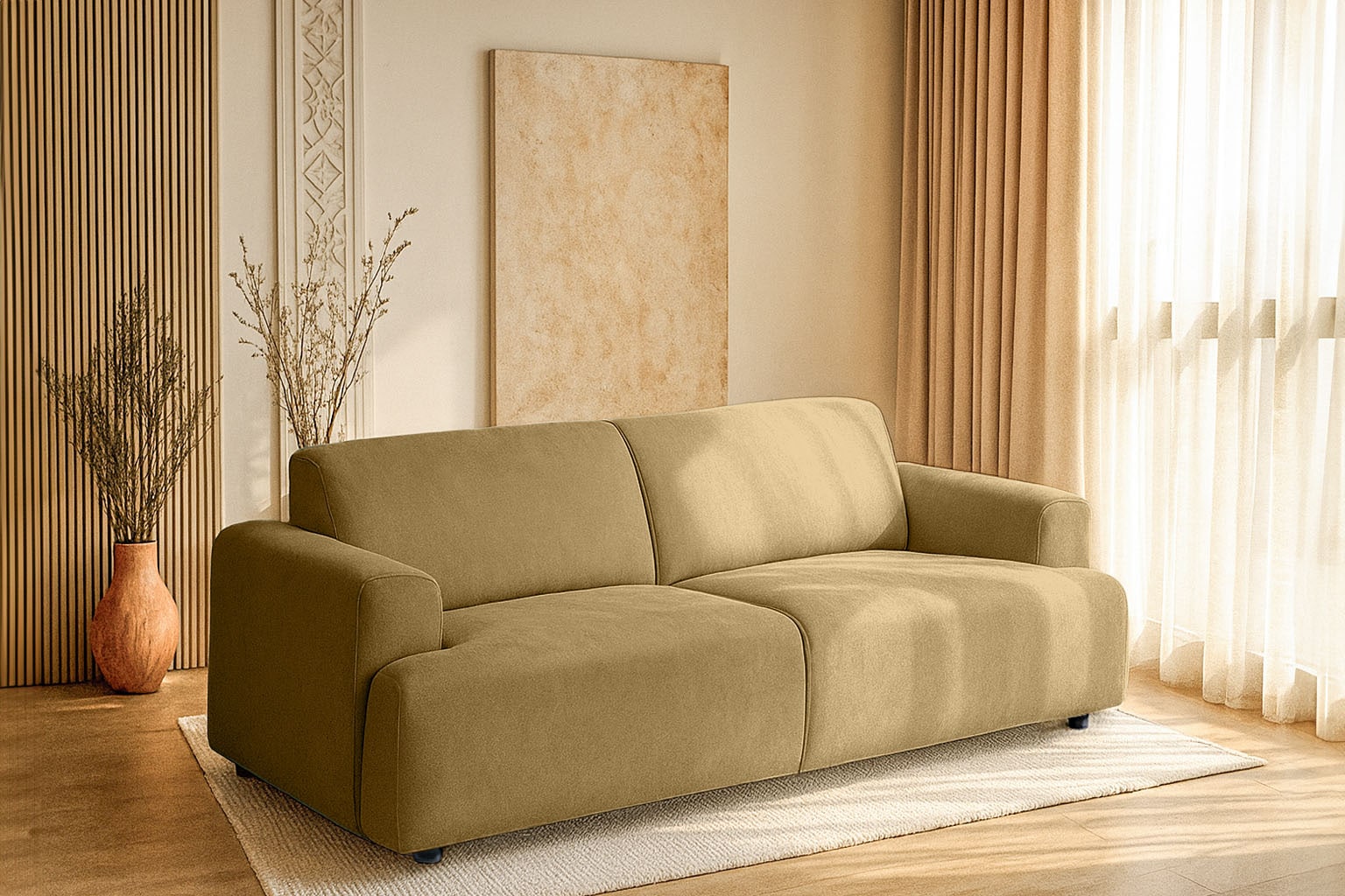 Home affaire 2,5-Sitzer »Linkka, Breite 217 cm« in einem weichen Chenille-Stoff, mit Wellenunterfederung