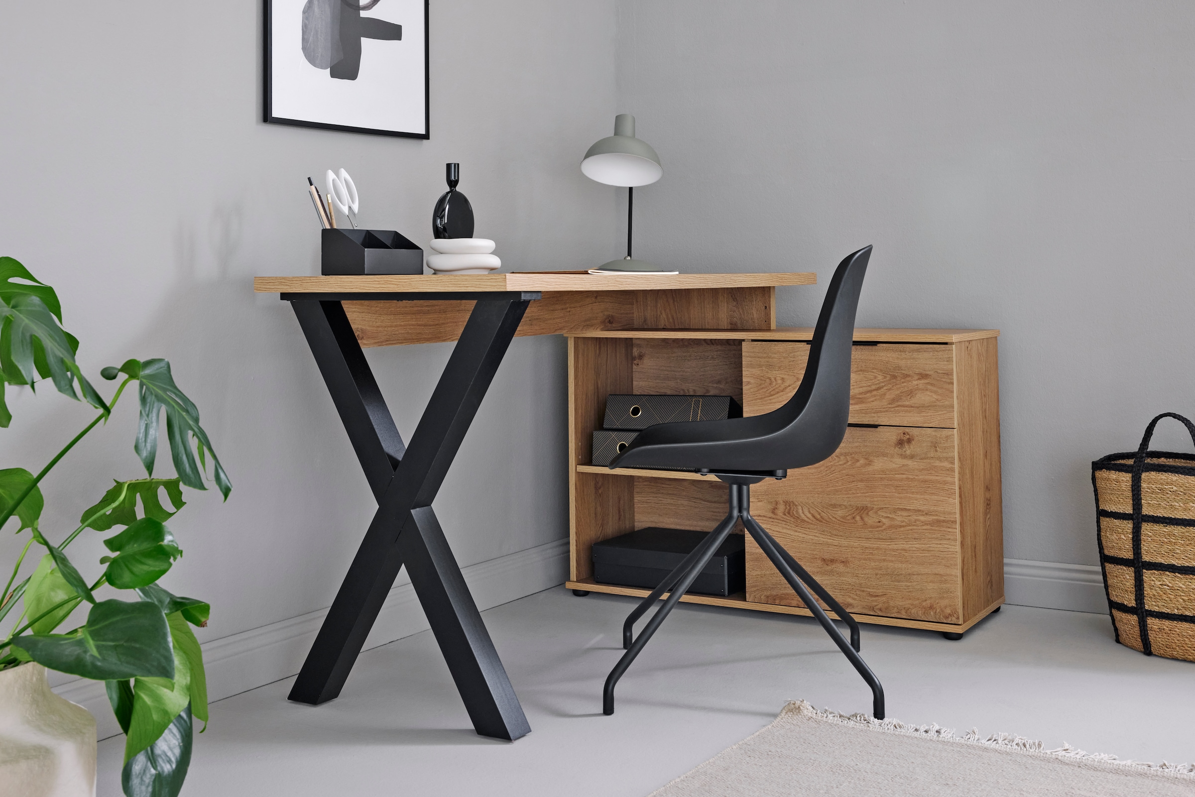 Jahnke Eckschreibtisch »X-CLUB C 40 E«, (1 St.), Eckschreibtisch, wechselseitig montierbar, X-Gestell